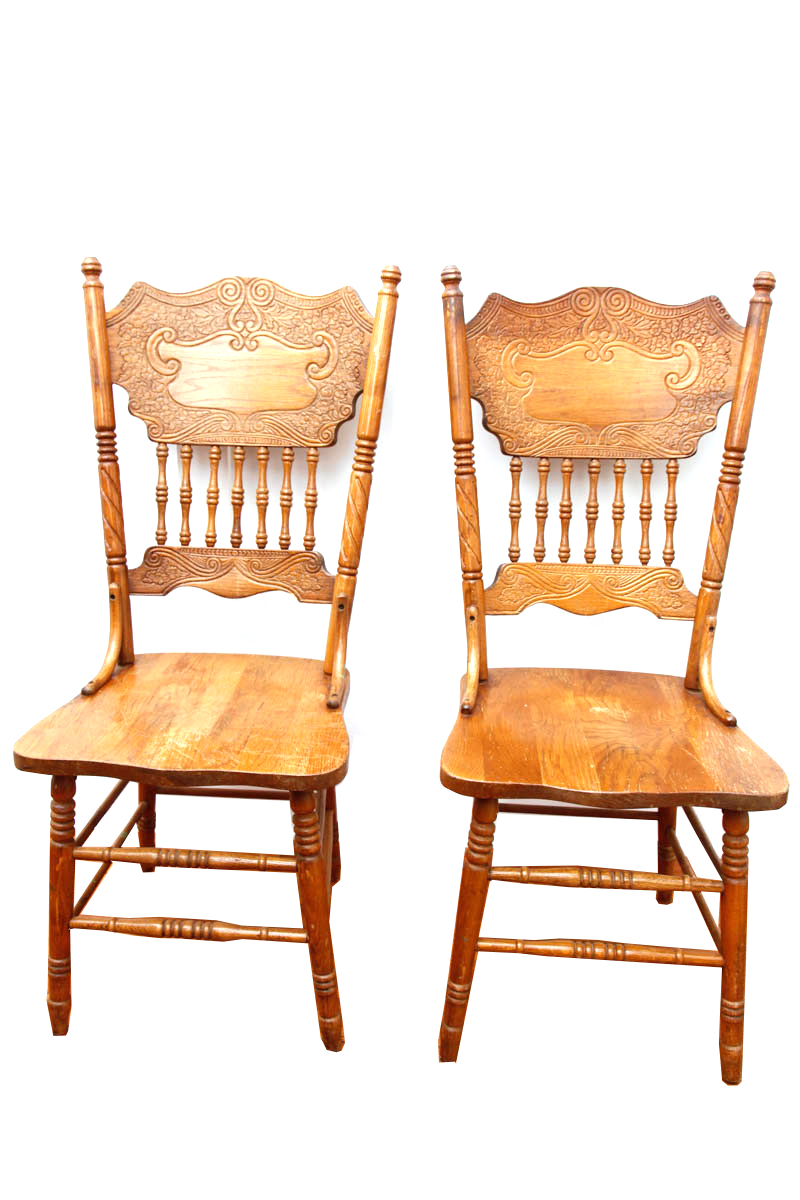 Pressed Back Oak Dining Chairs