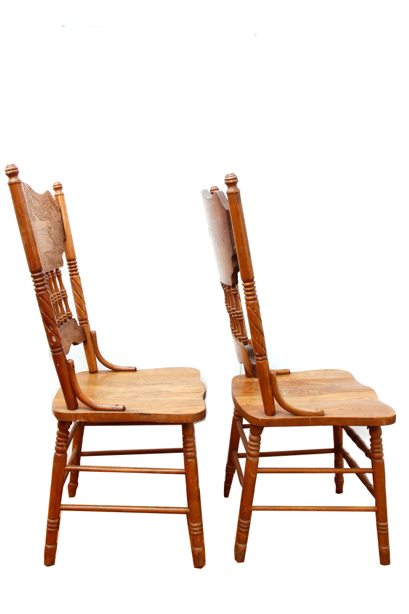 Pressed Back Oak Dining Chairs