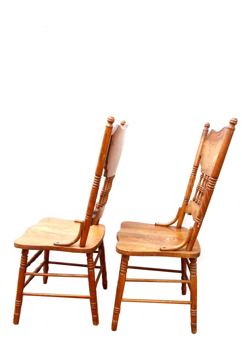 Pressed Back Oak Dining Chairs