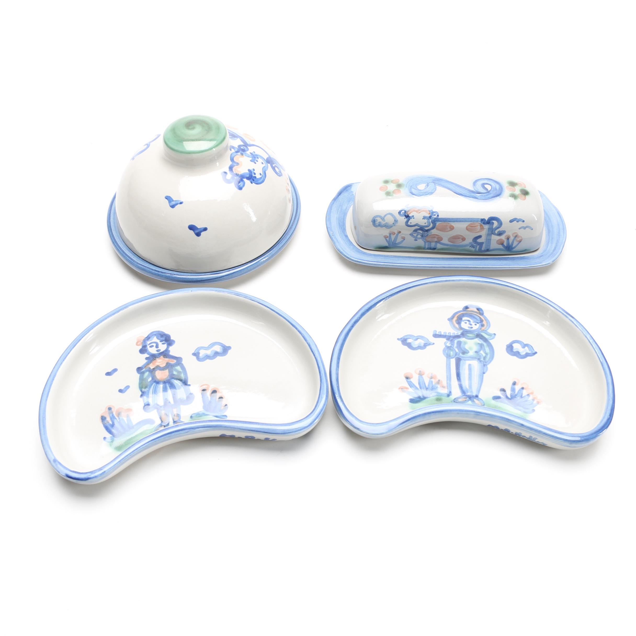 M. A. Hadley "Country Scene Blue" Tableware