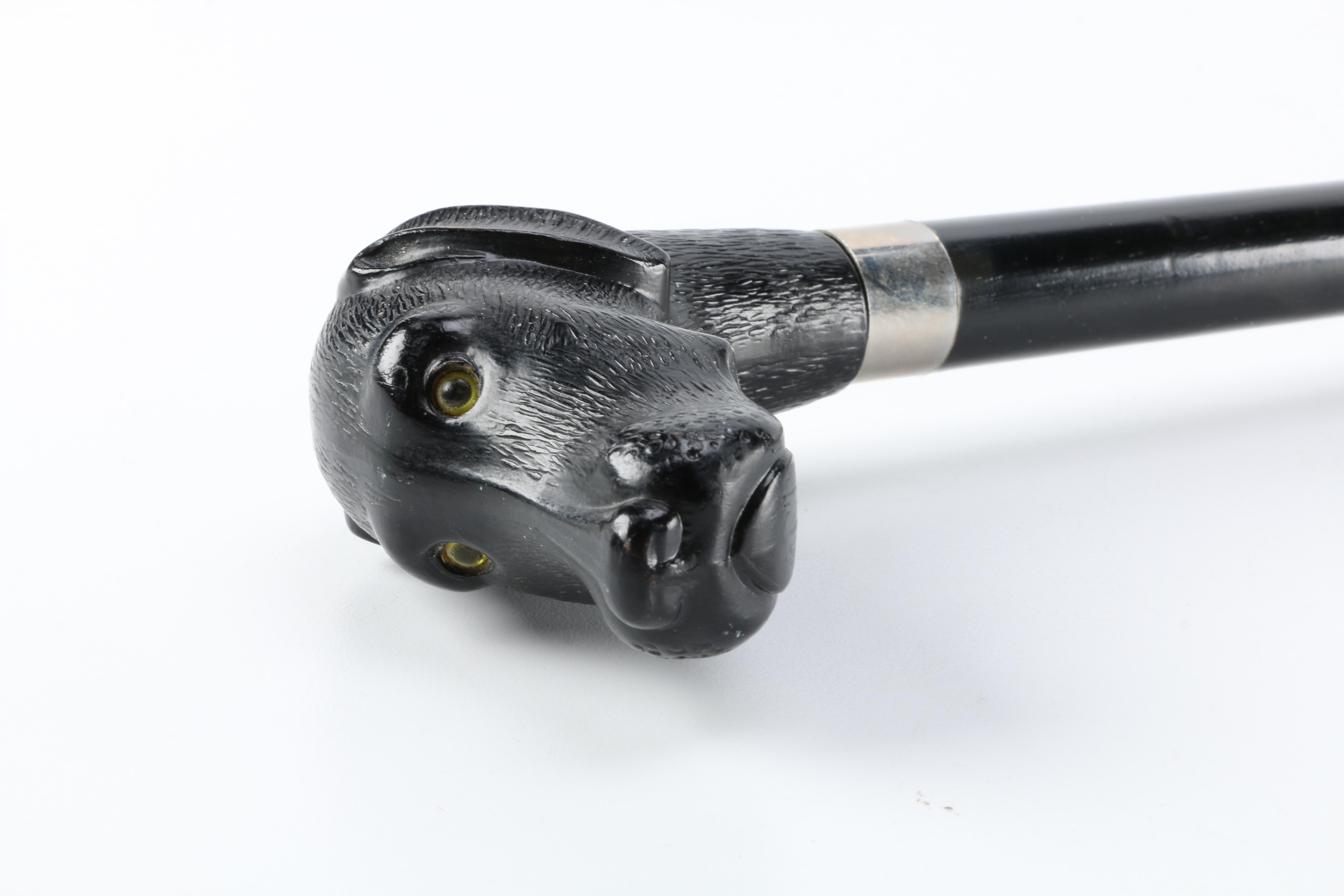 Black Dog-Headed Walking Stick