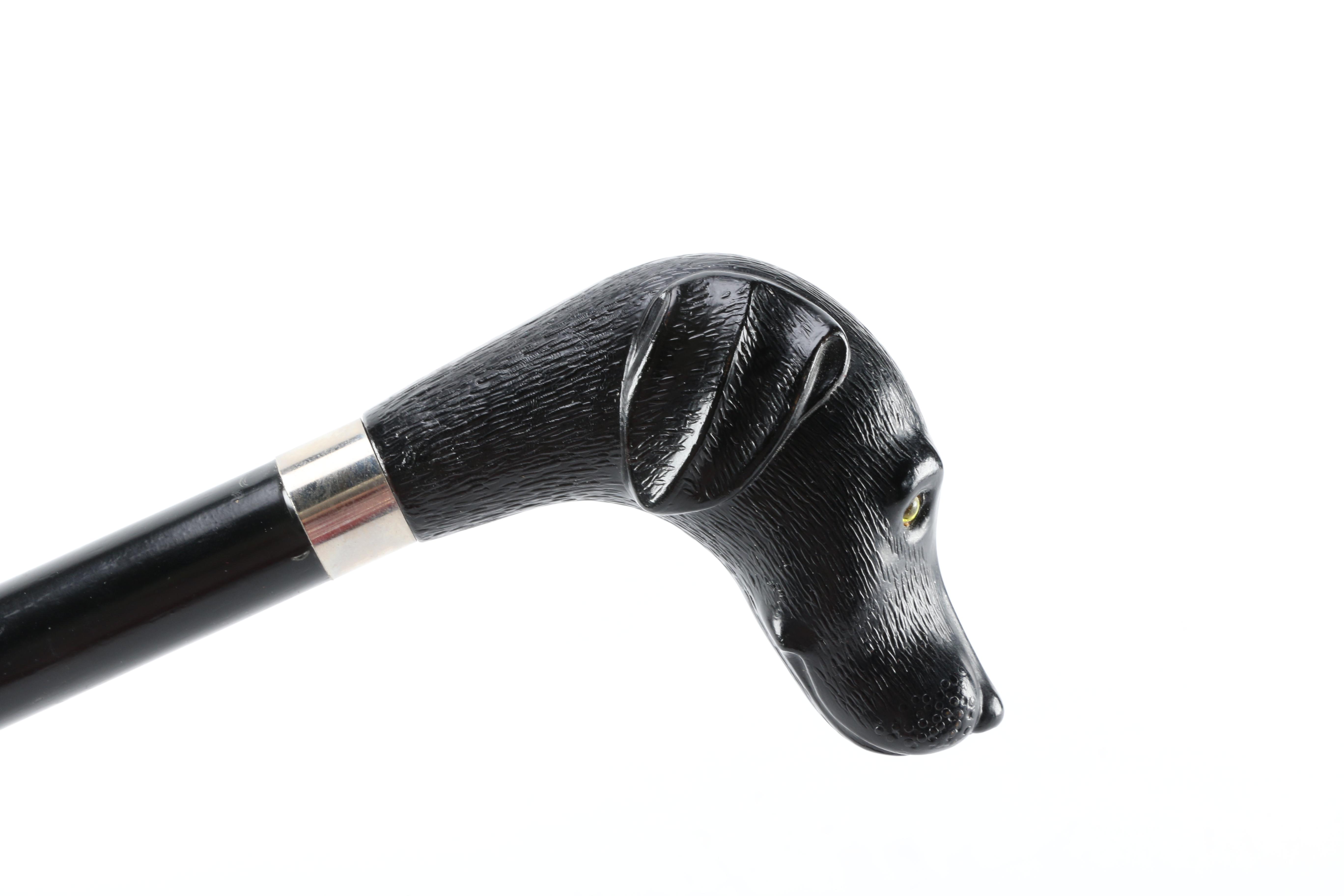 Black Dog-Headed Walking Stick