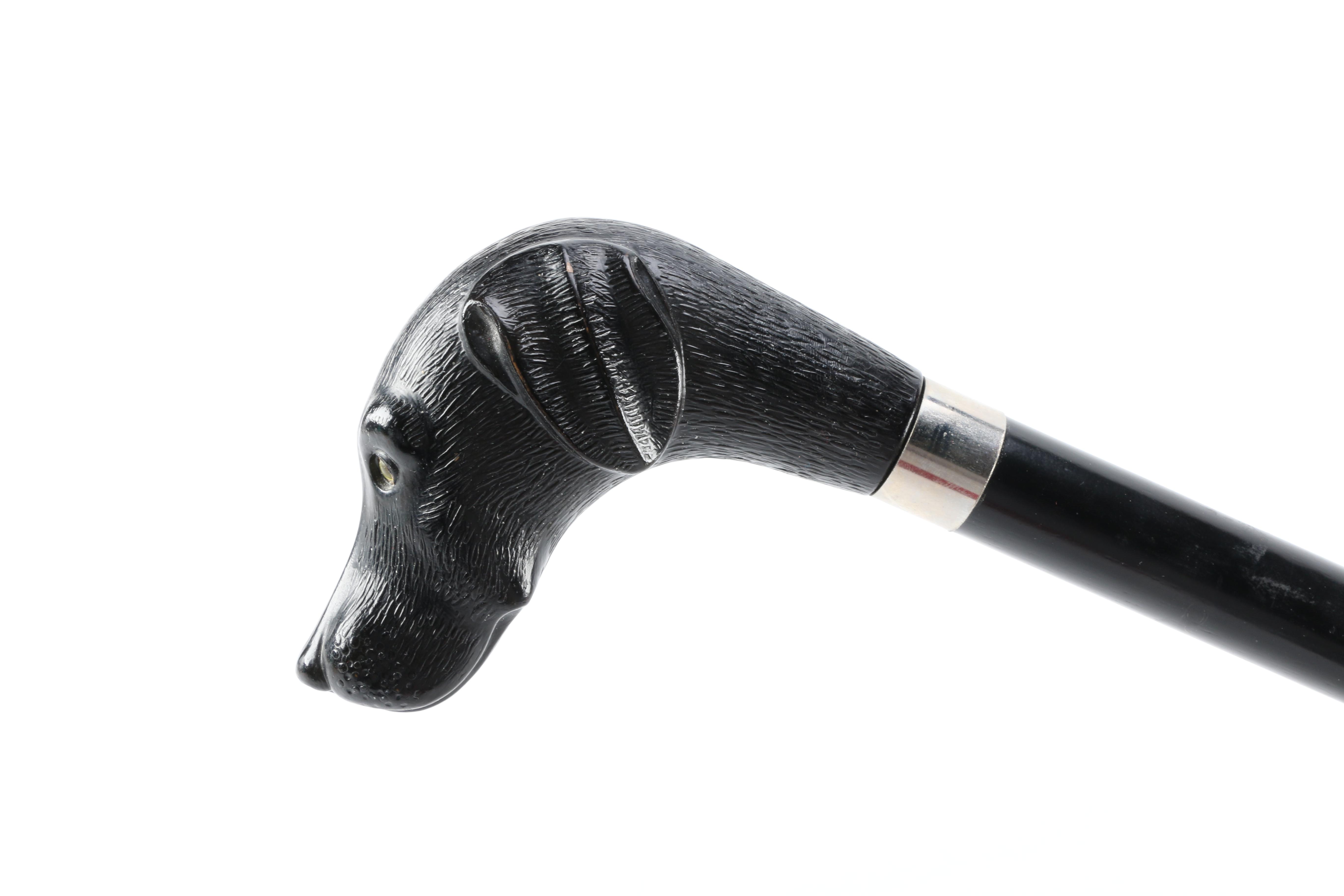 Black Dog-Headed Walking Stick