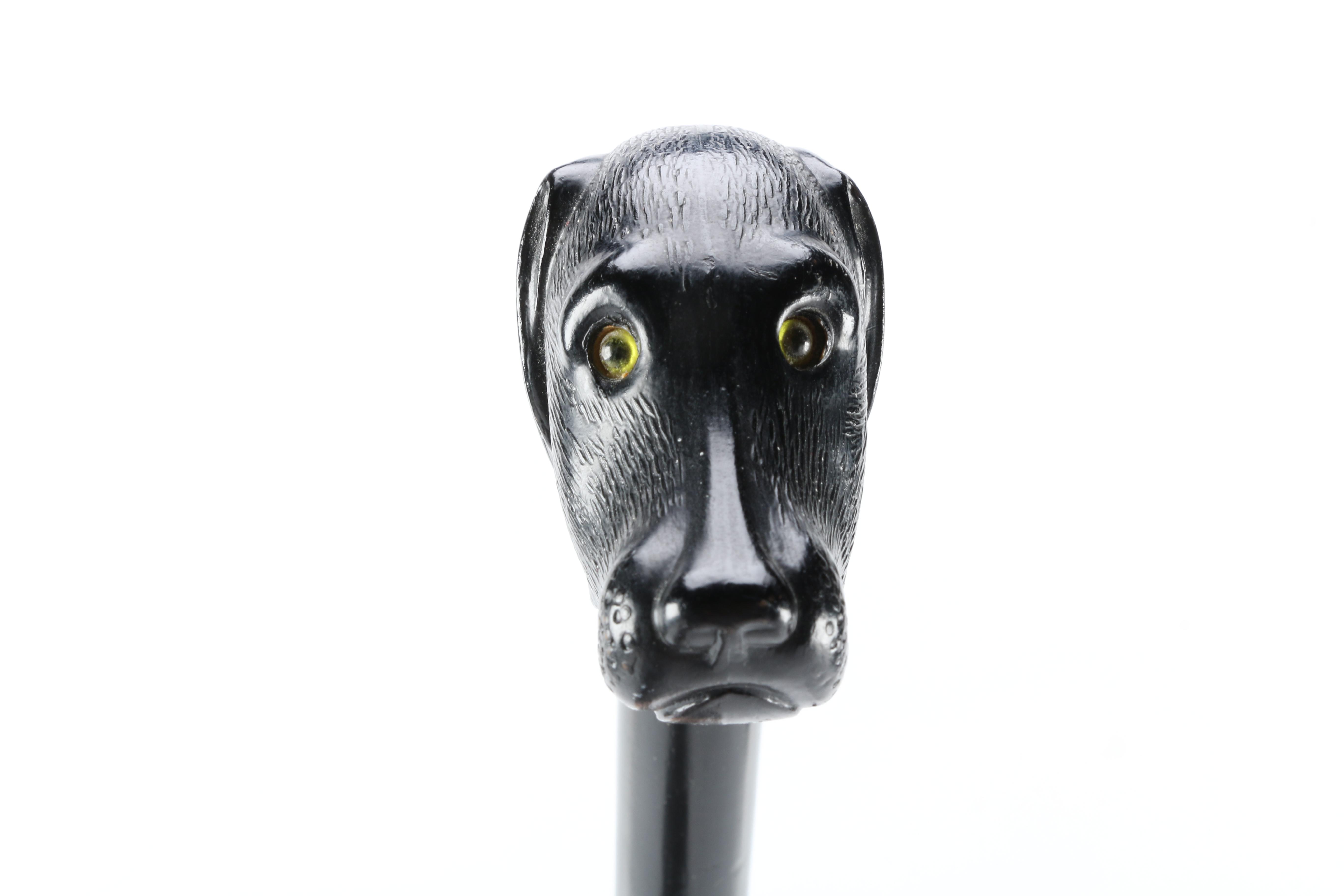 Black Dog-Headed Walking Stick