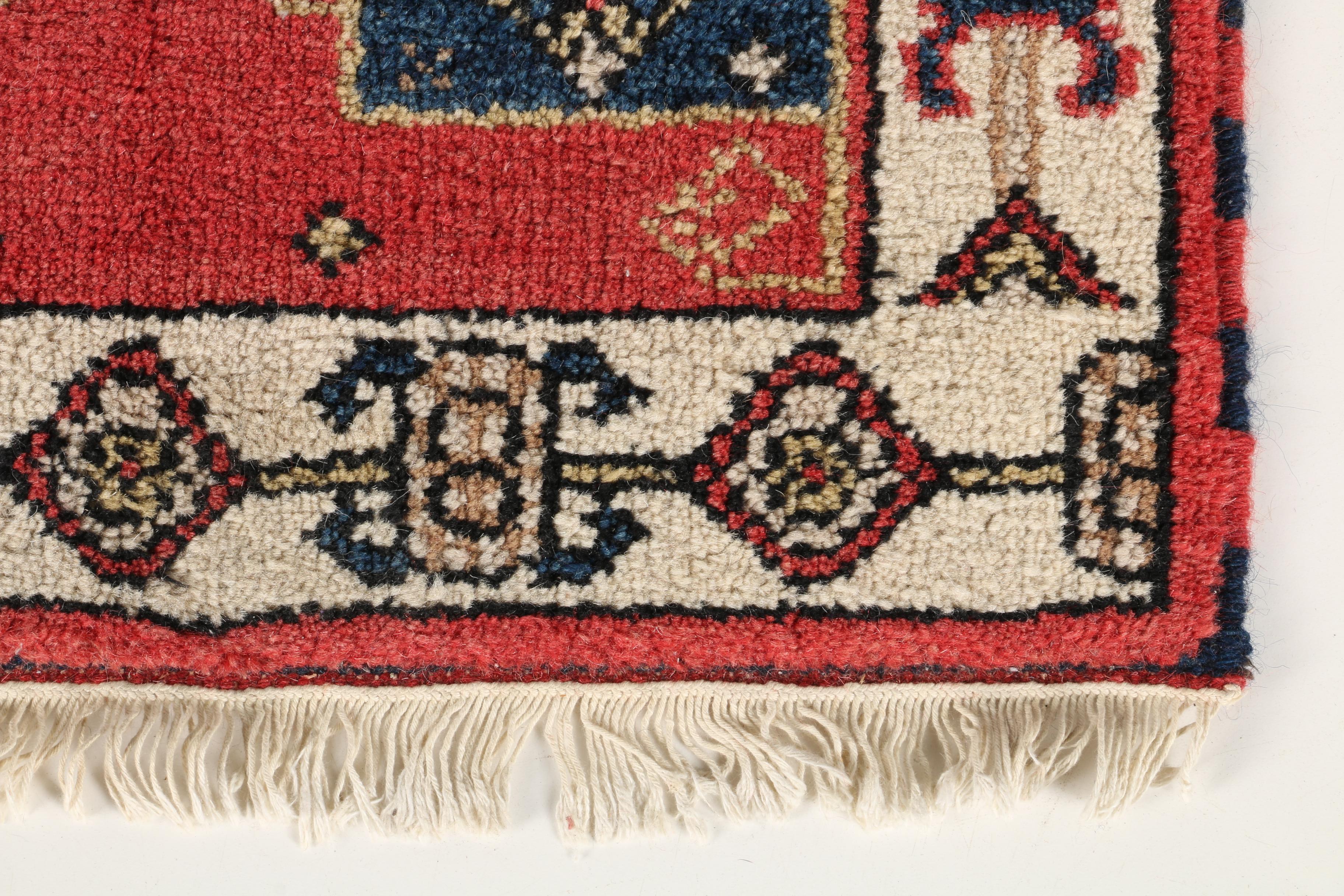 Power Loomed Indo-Caucasian Kazak Style Accent Rug