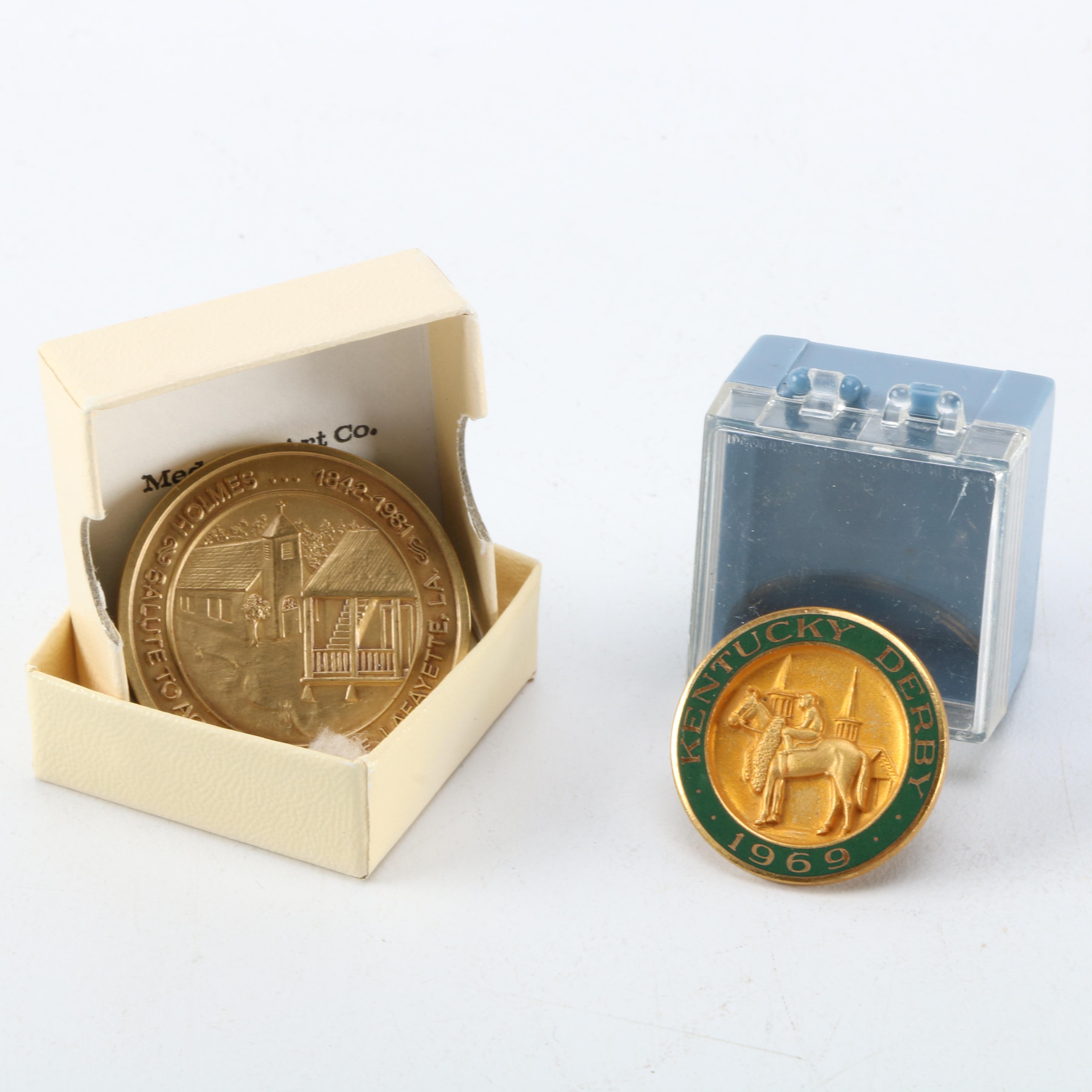 1969 Kentucky Derby Pin and 1981 D. H. Holmes Store Commemorative Medal
