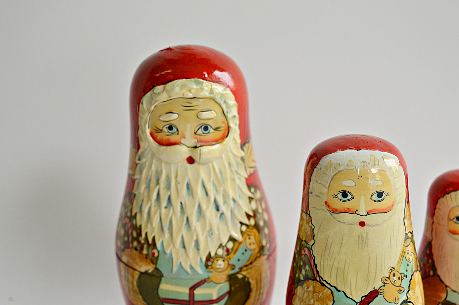 Vintage Matryoshka Style Santa Dolls