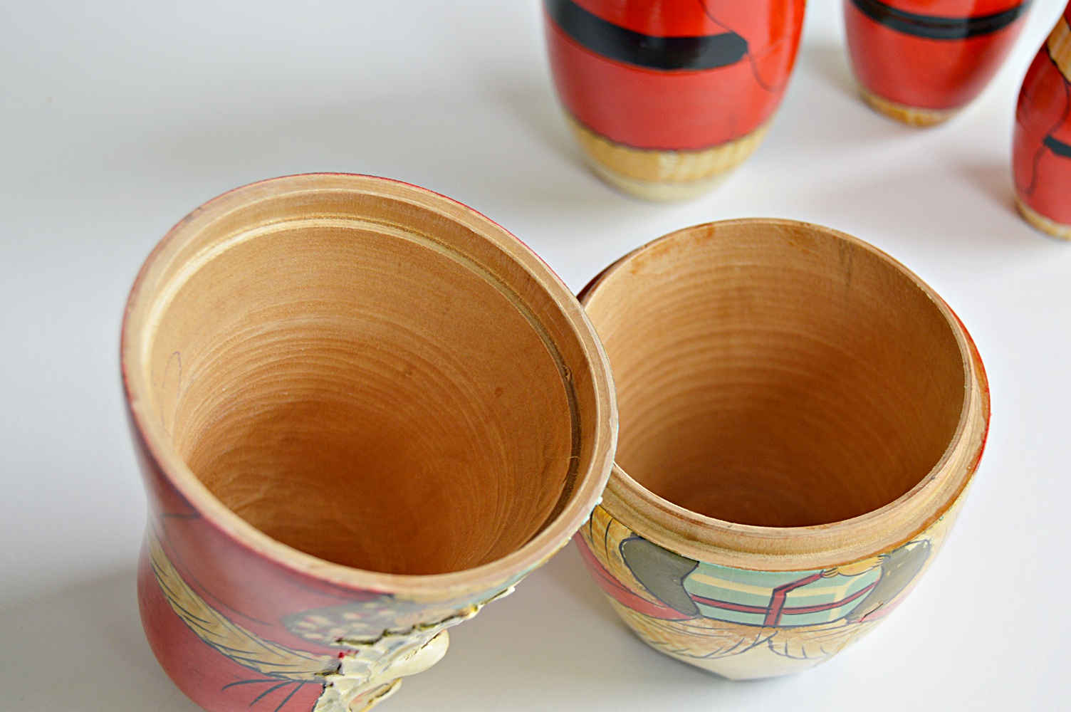 Vintage Matryoshka Style Santa Dolls