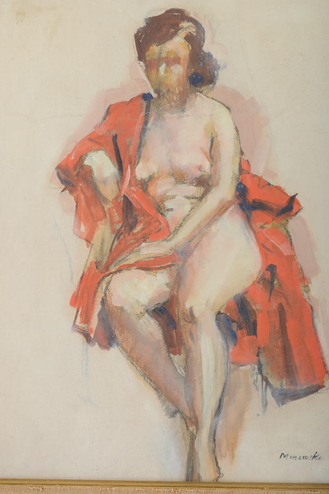 Alexander Minewski Oil Painting Seated Female Nude