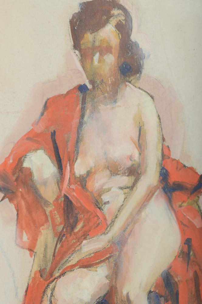 Alexander Minewski Oil Painting Seated Female Nude