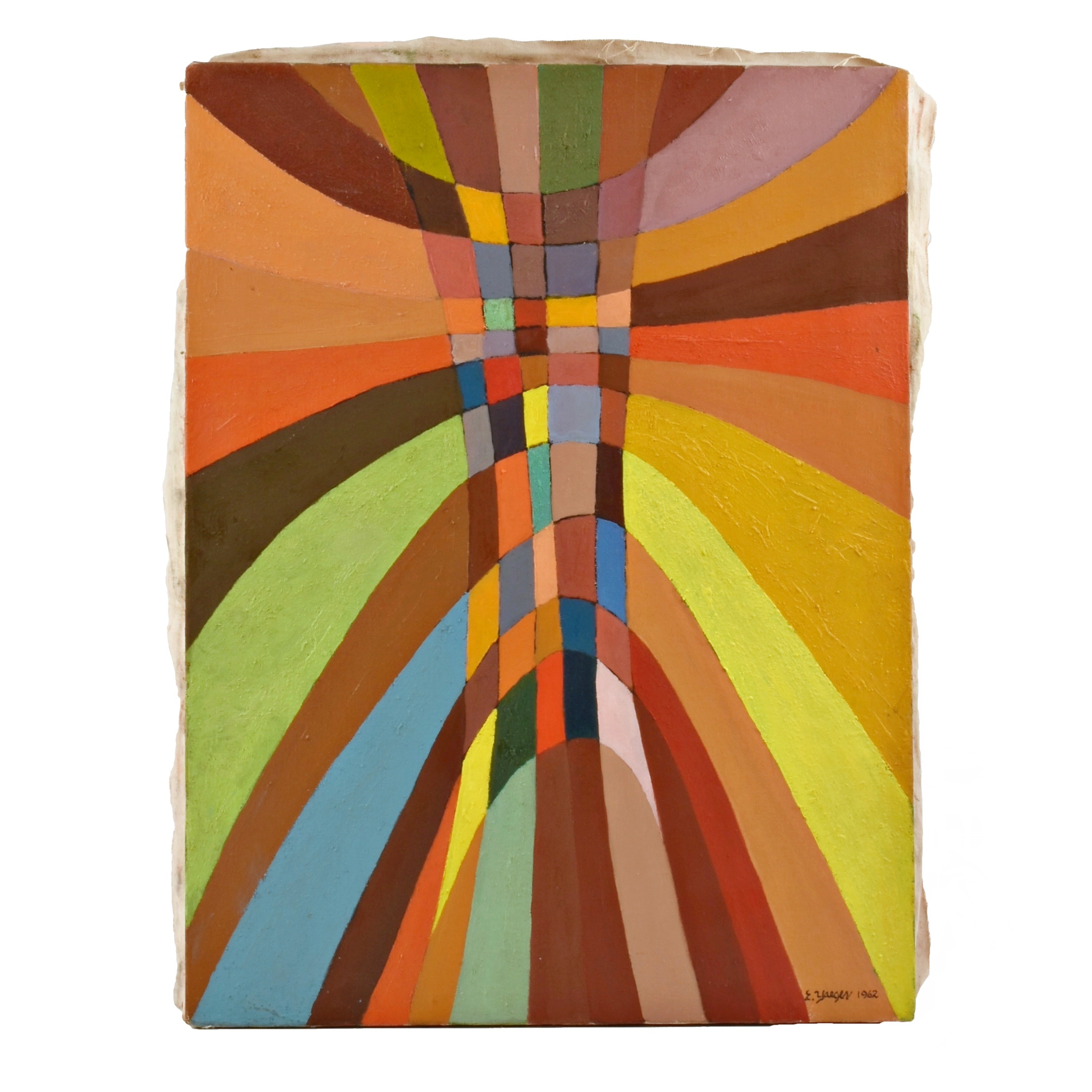 Original Abstract Painting "Technicolor" by E. Yaeger, Dated 1962