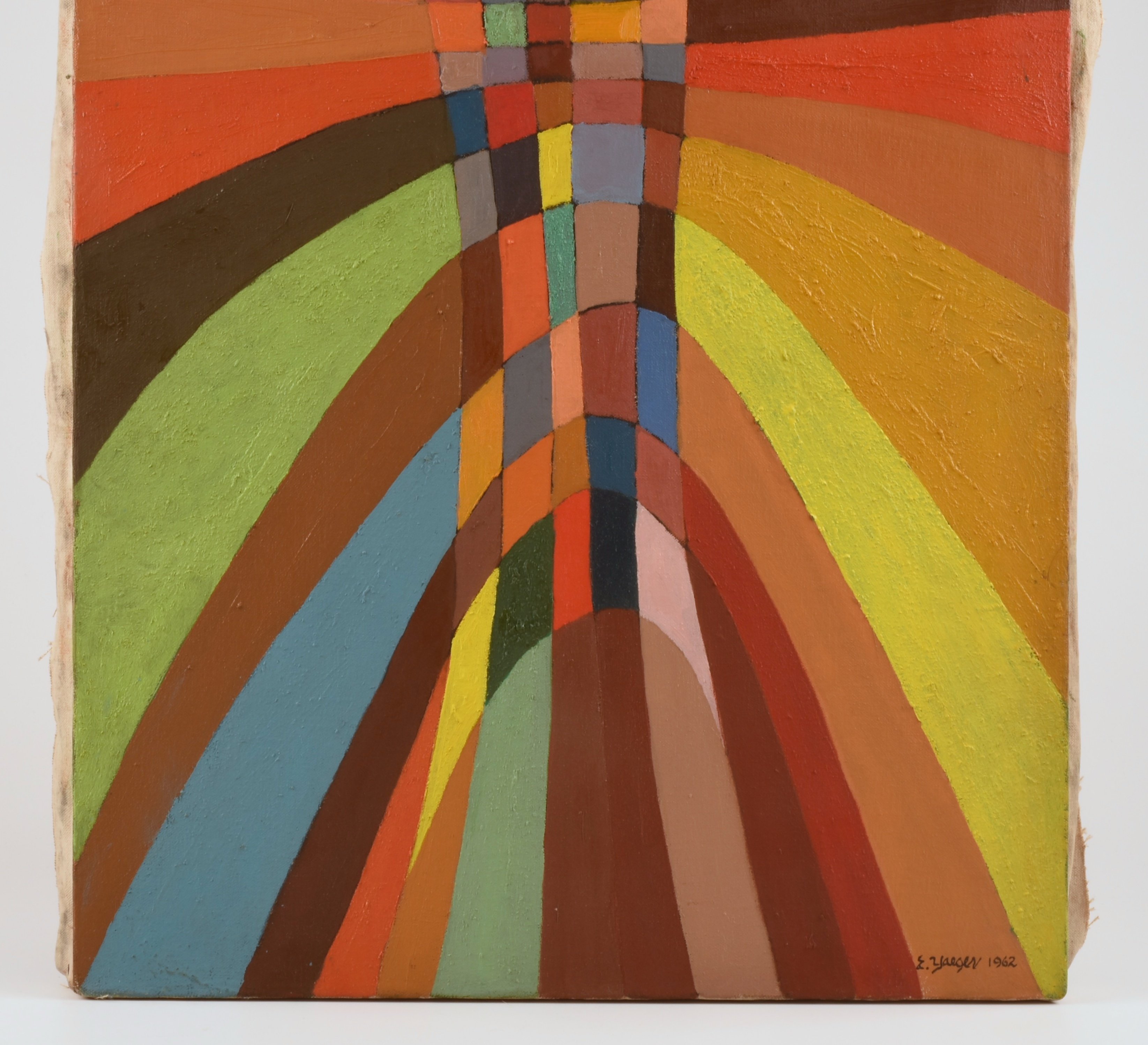 Original Abstract Painting "Technicolor" by E. Yaeger, Dated 1962
