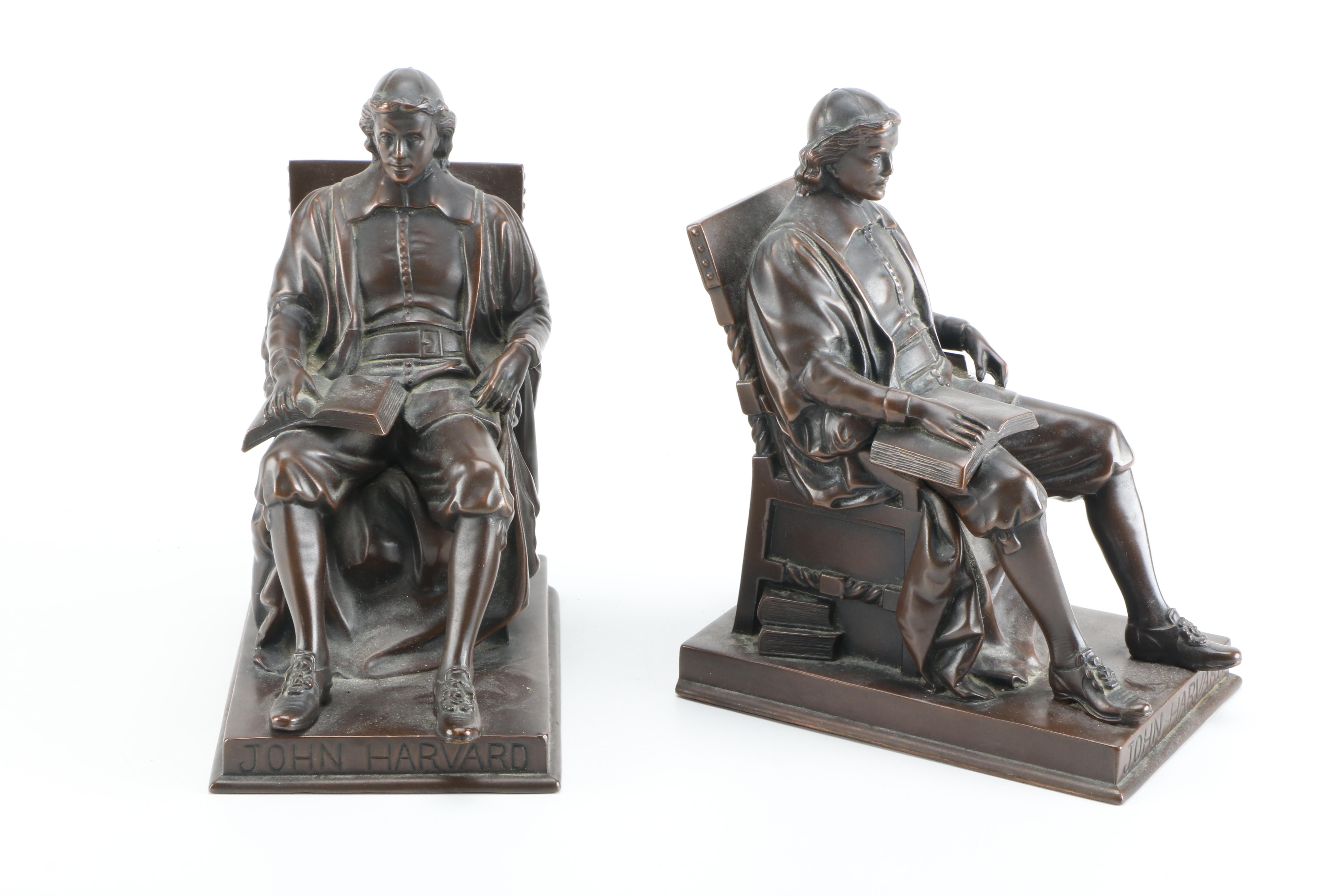 John Harvard Bronze Bookends