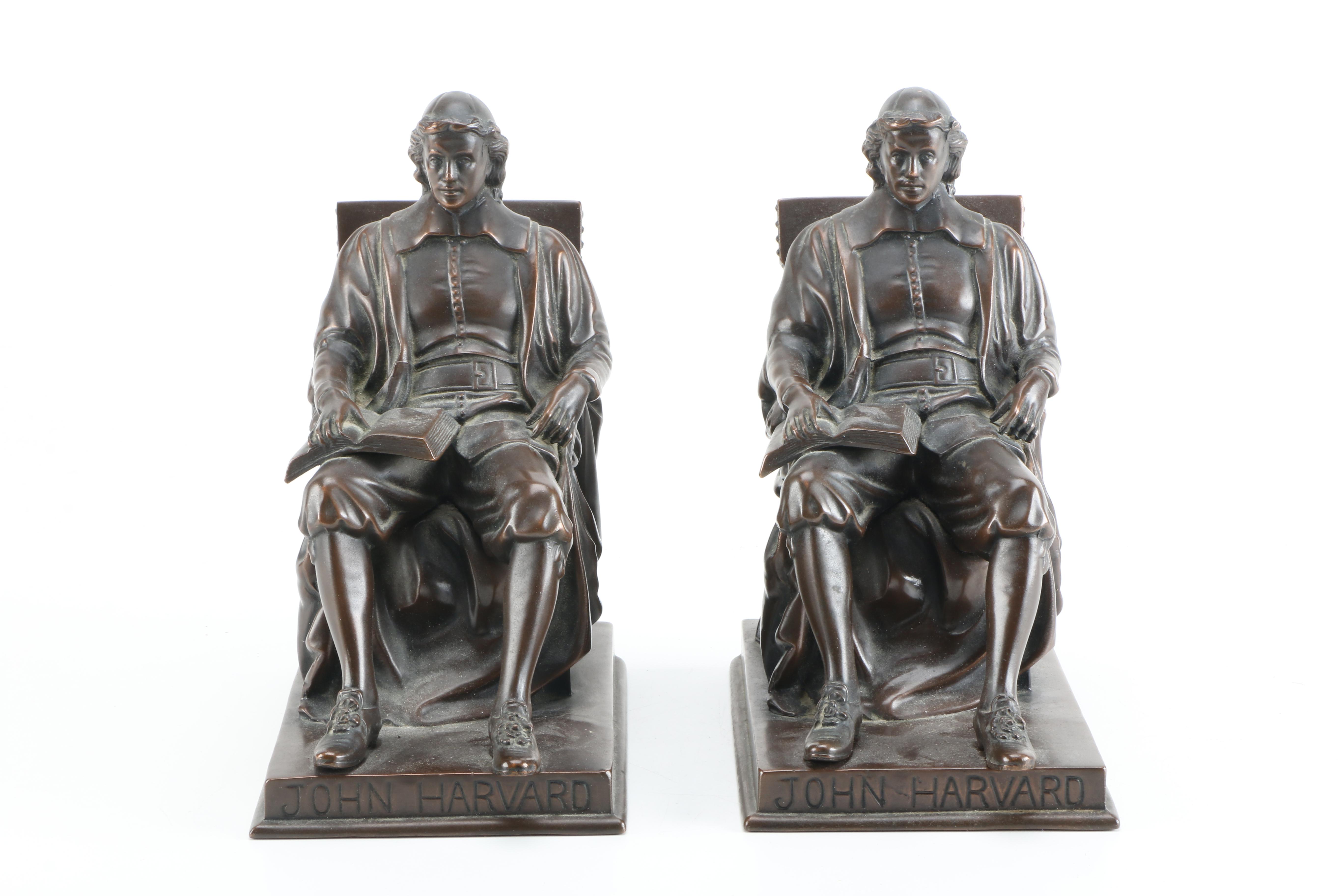 John Harvard Bronze Bookends