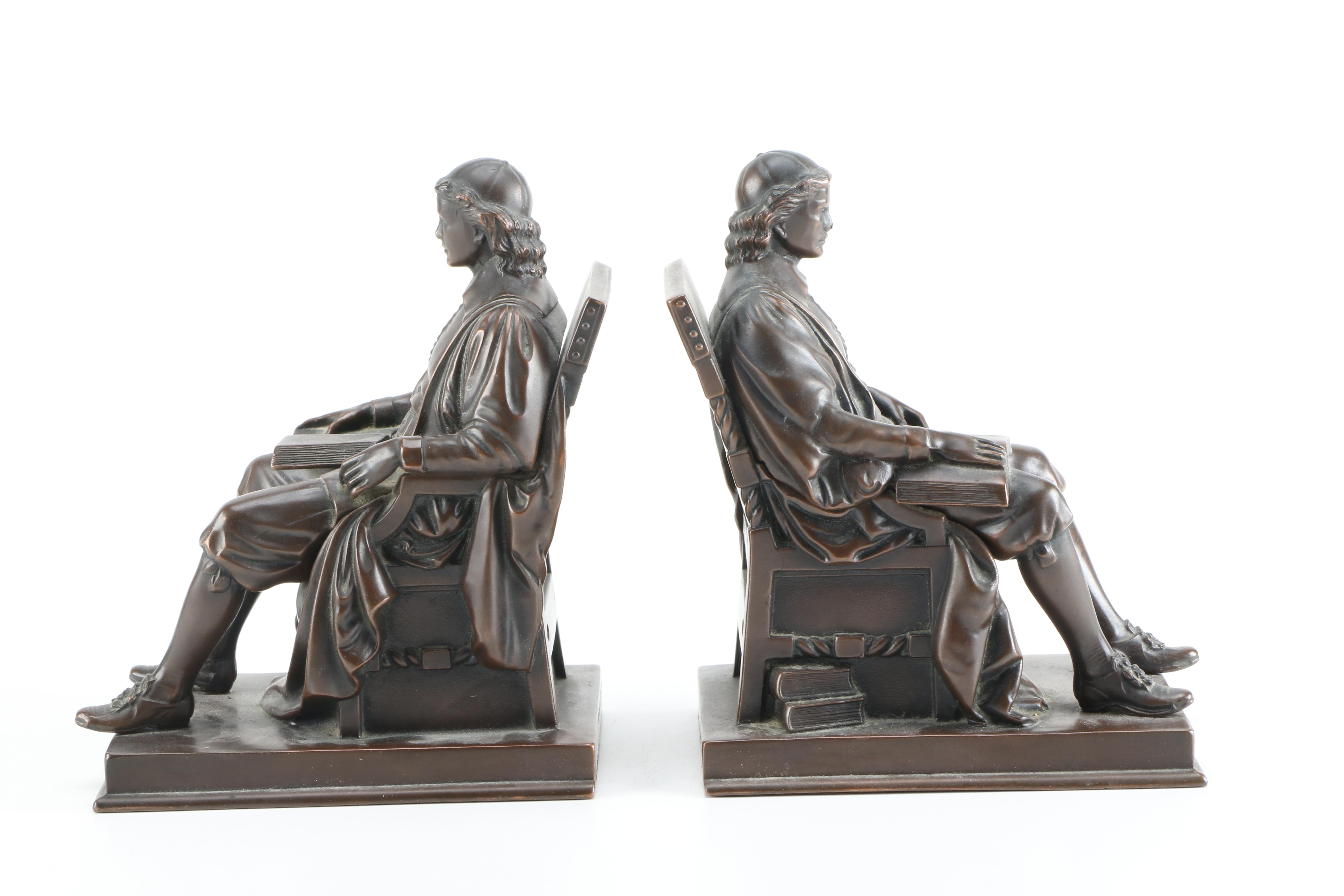 John Harvard Bronze Bookends