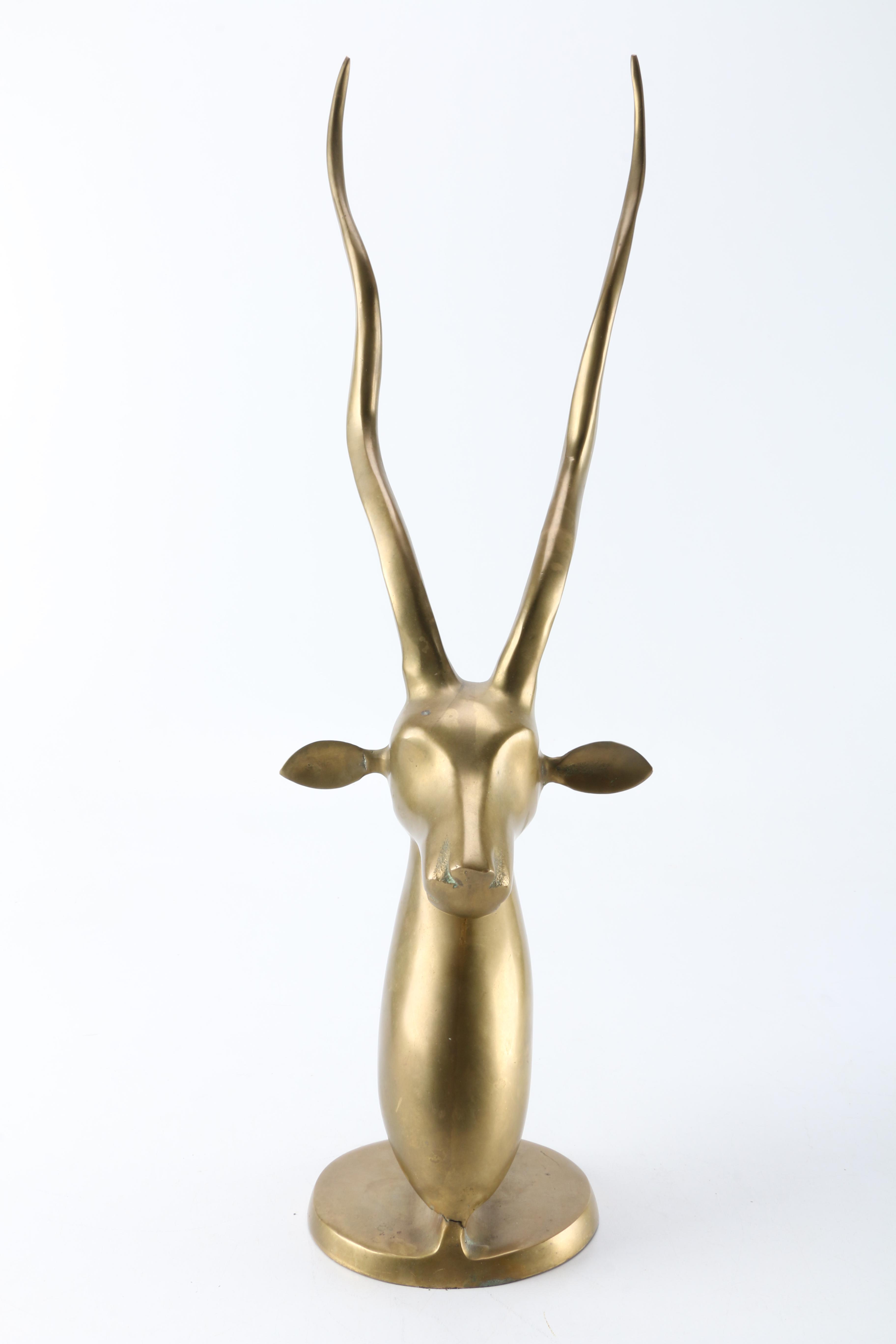 Mid Century Brass Antelope Sculpture