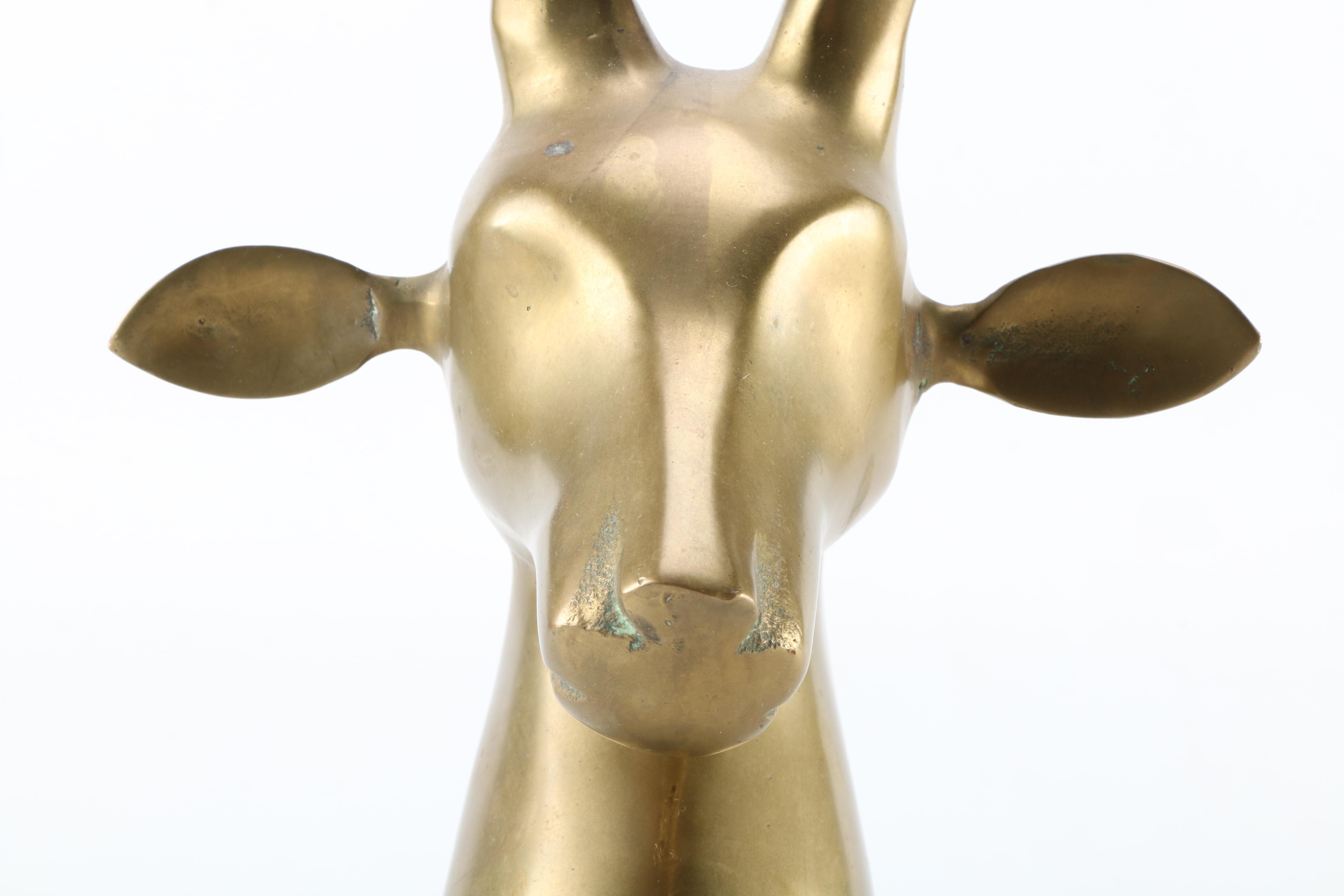 Mid Century Brass Antelope Sculpture