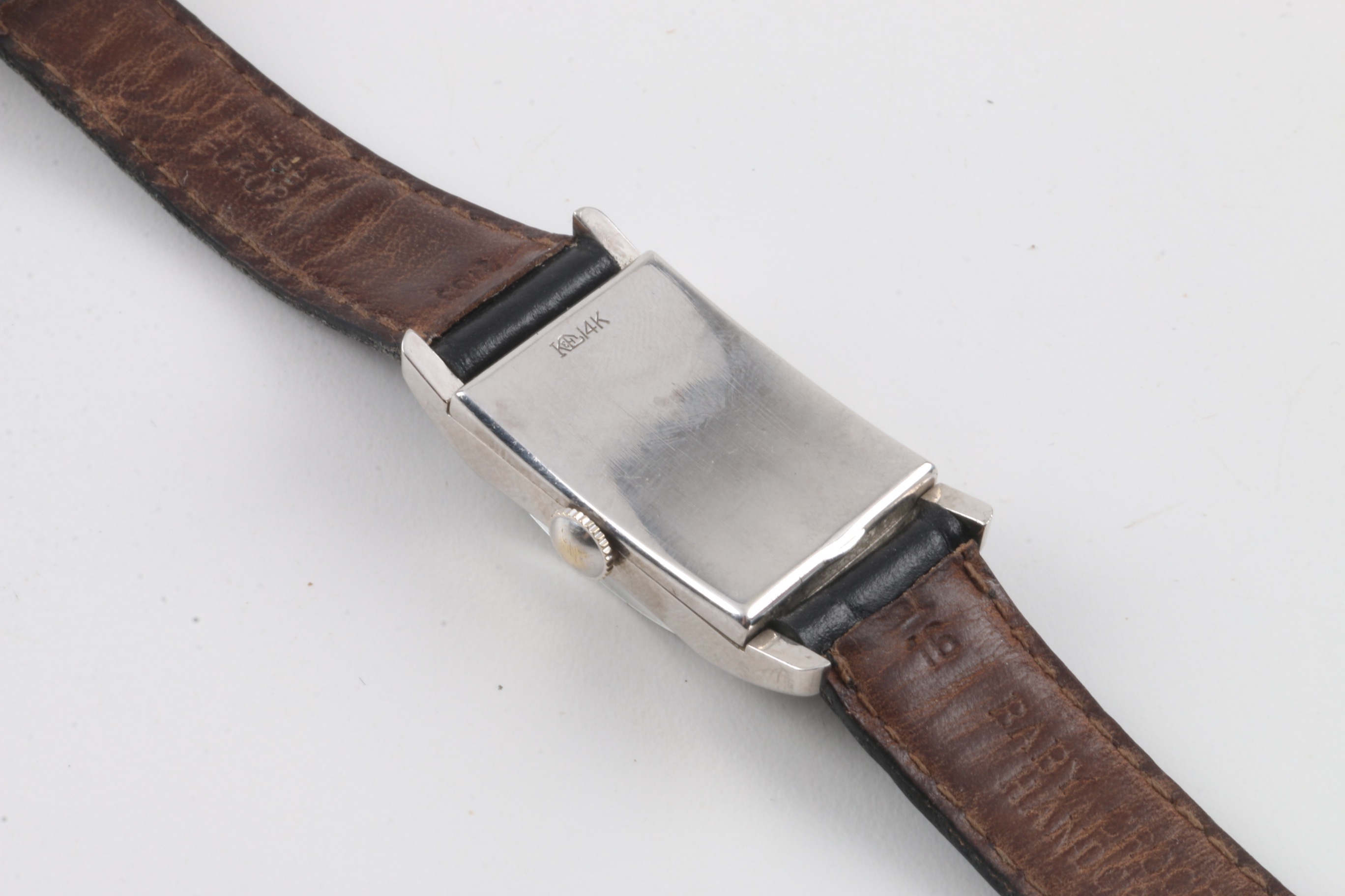 14K White Gold Longines Tank Style Watch with Diamonds