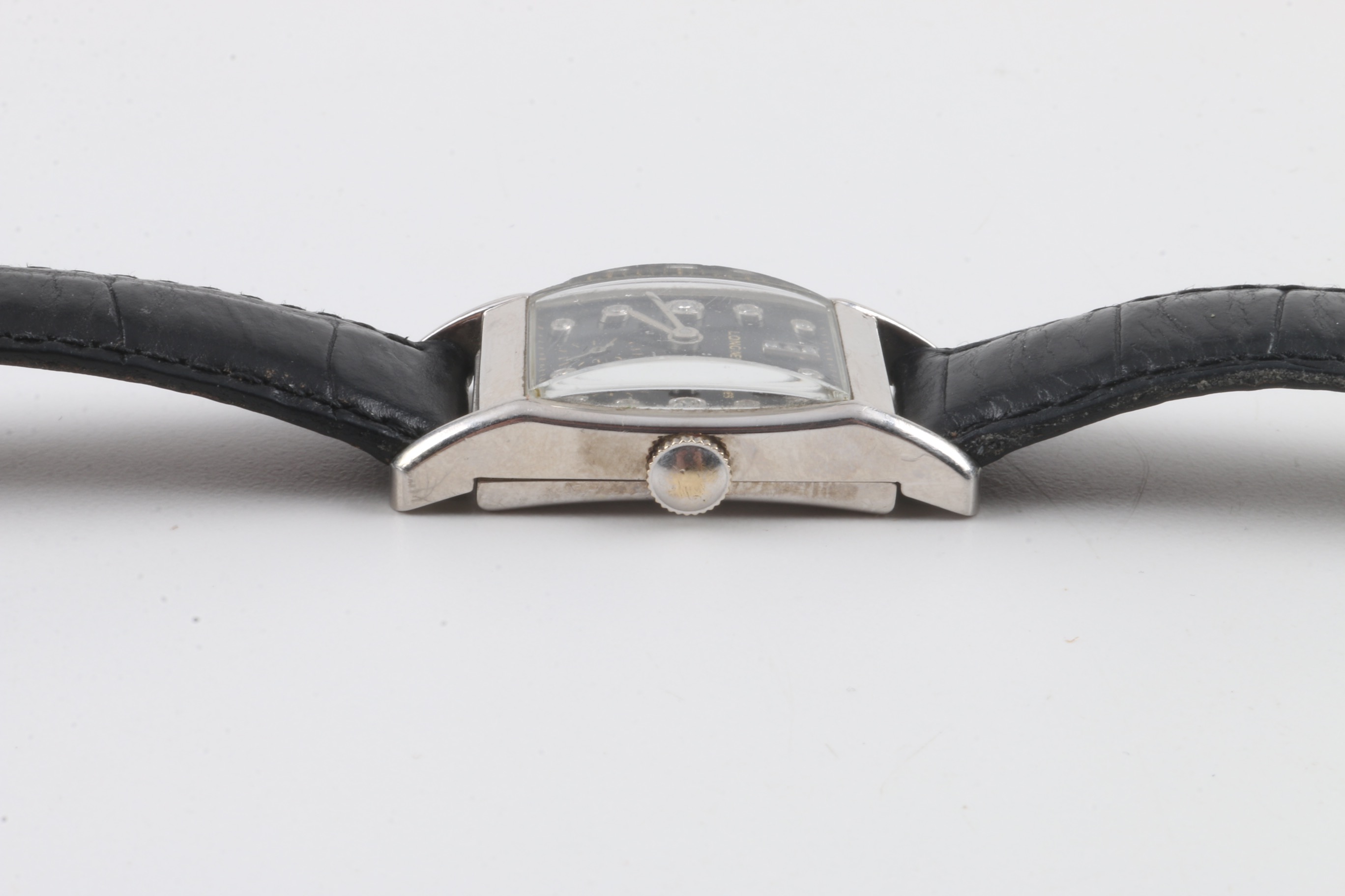 14K White Gold Longines Tank Style Watch with Diamonds