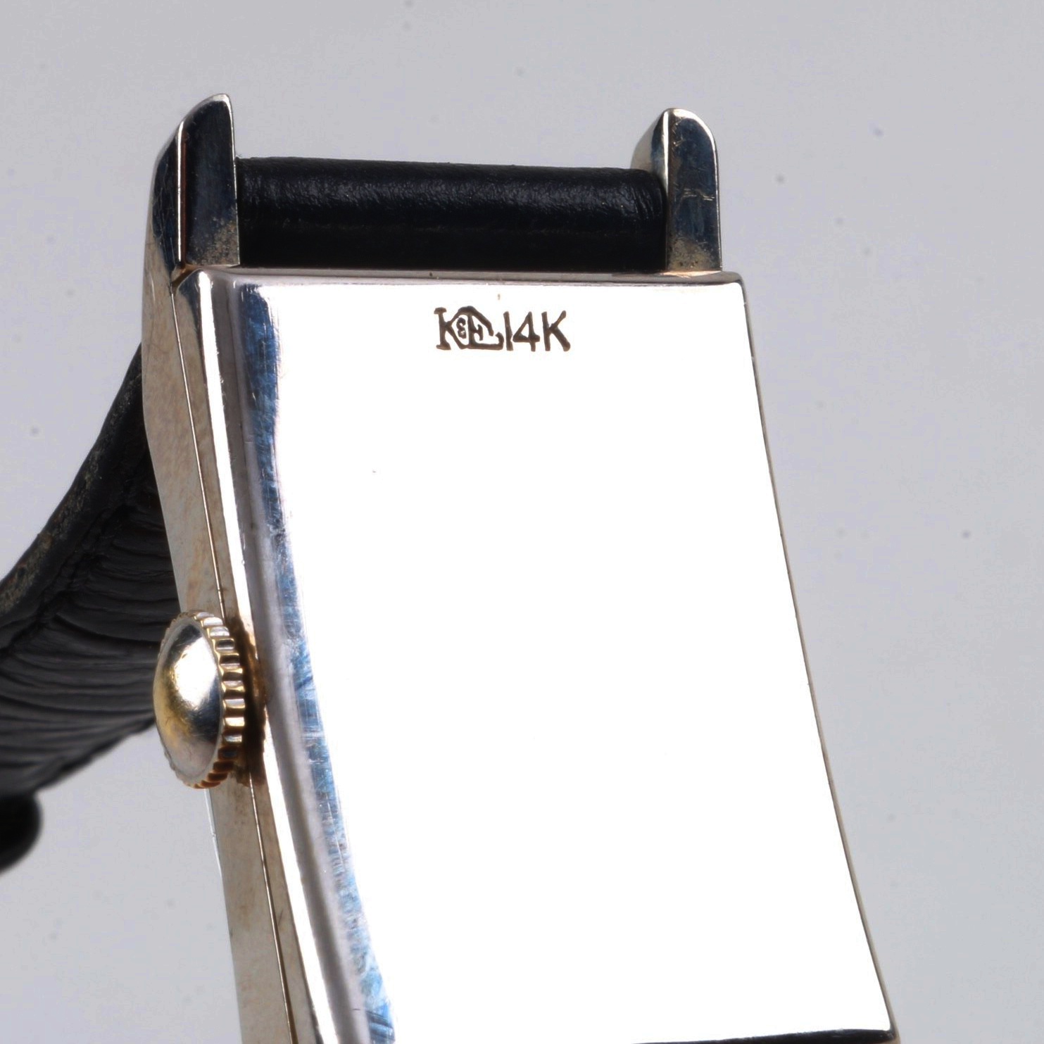 14K White Gold Longines Tank Style Watch with Diamonds