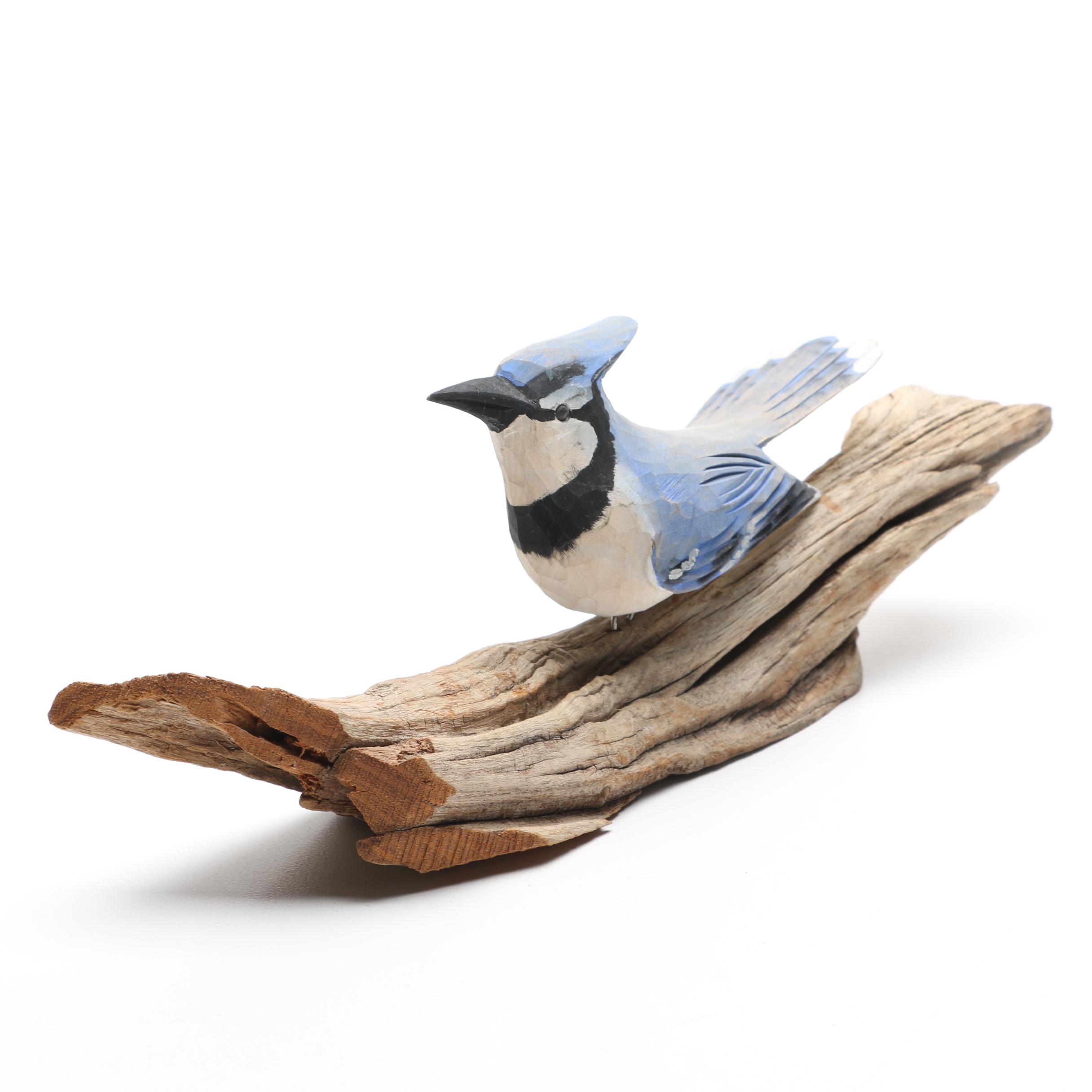 Douglas Sheppard Wood Carving of Blue Jay
