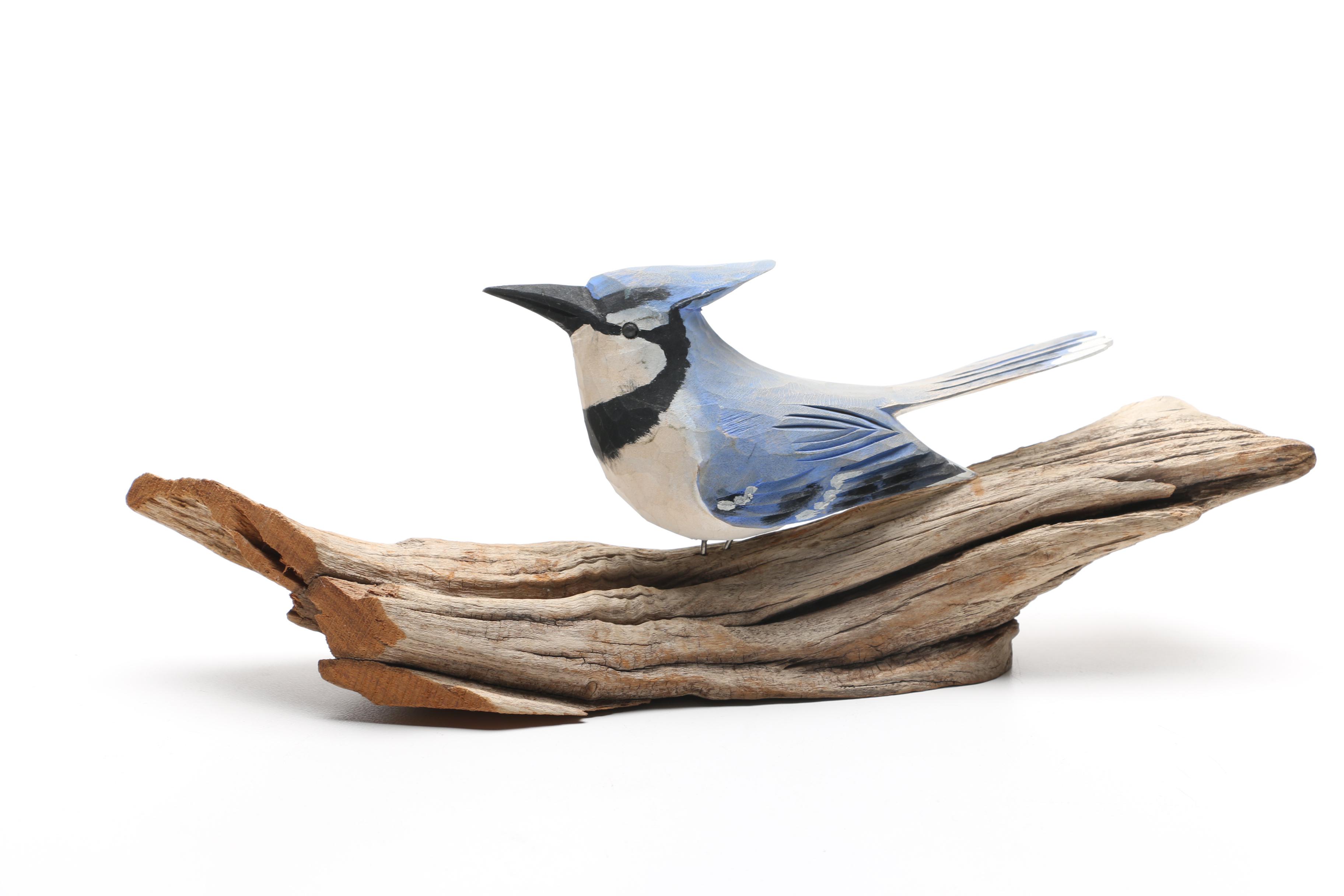 Douglas Sheppard Wood Carving of Blue Jay