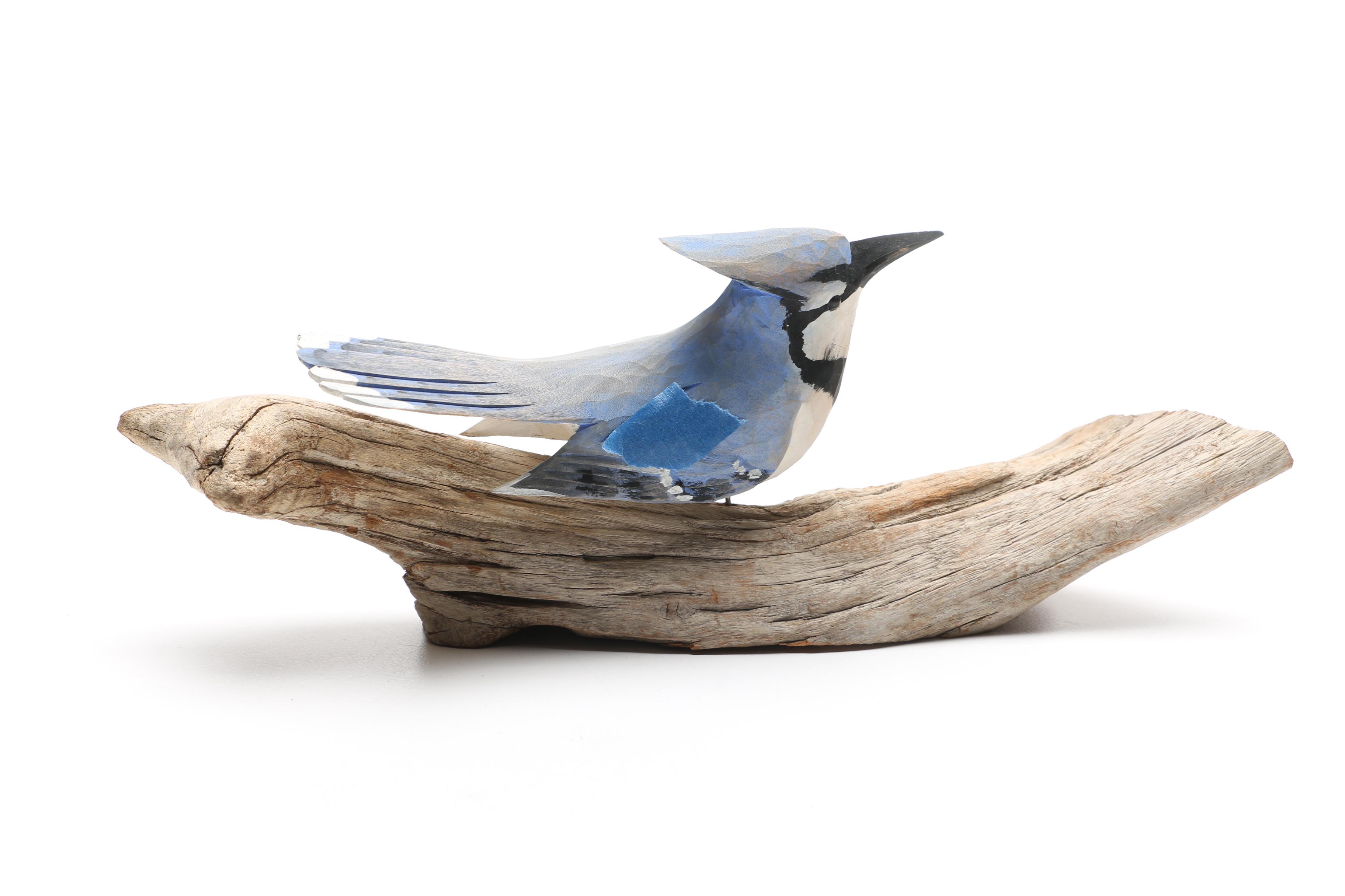 Douglas Sheppard Wood Carving of Blue Jay
