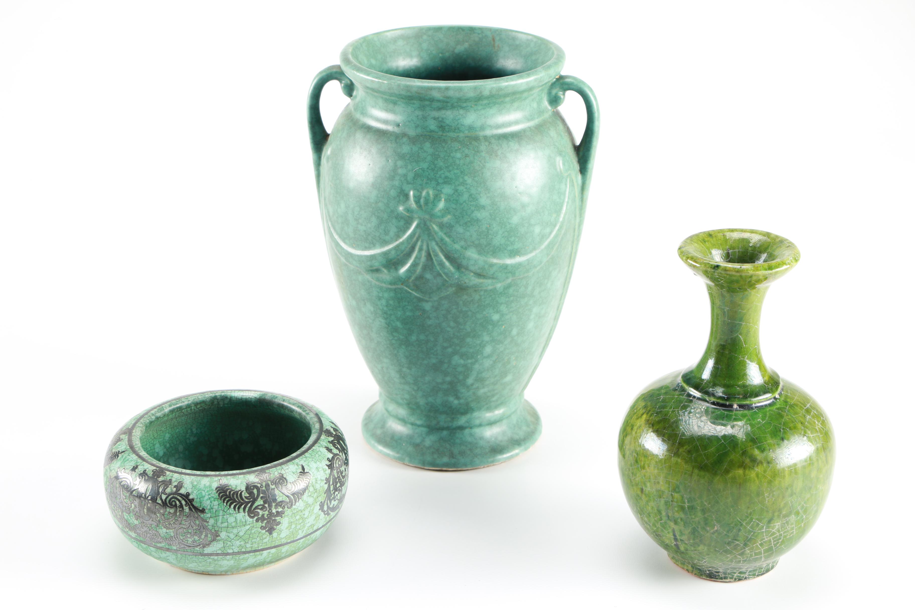 Green and Blue Ceramic Vases
