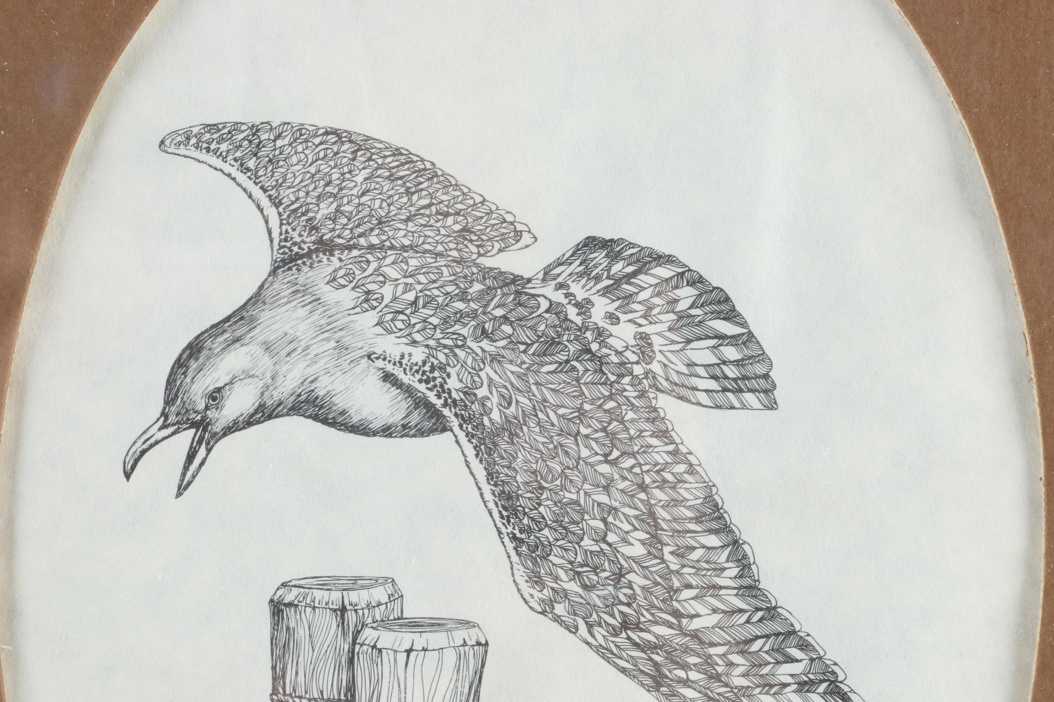 Glenda J. Parker 1970s Lithograph of Seagull