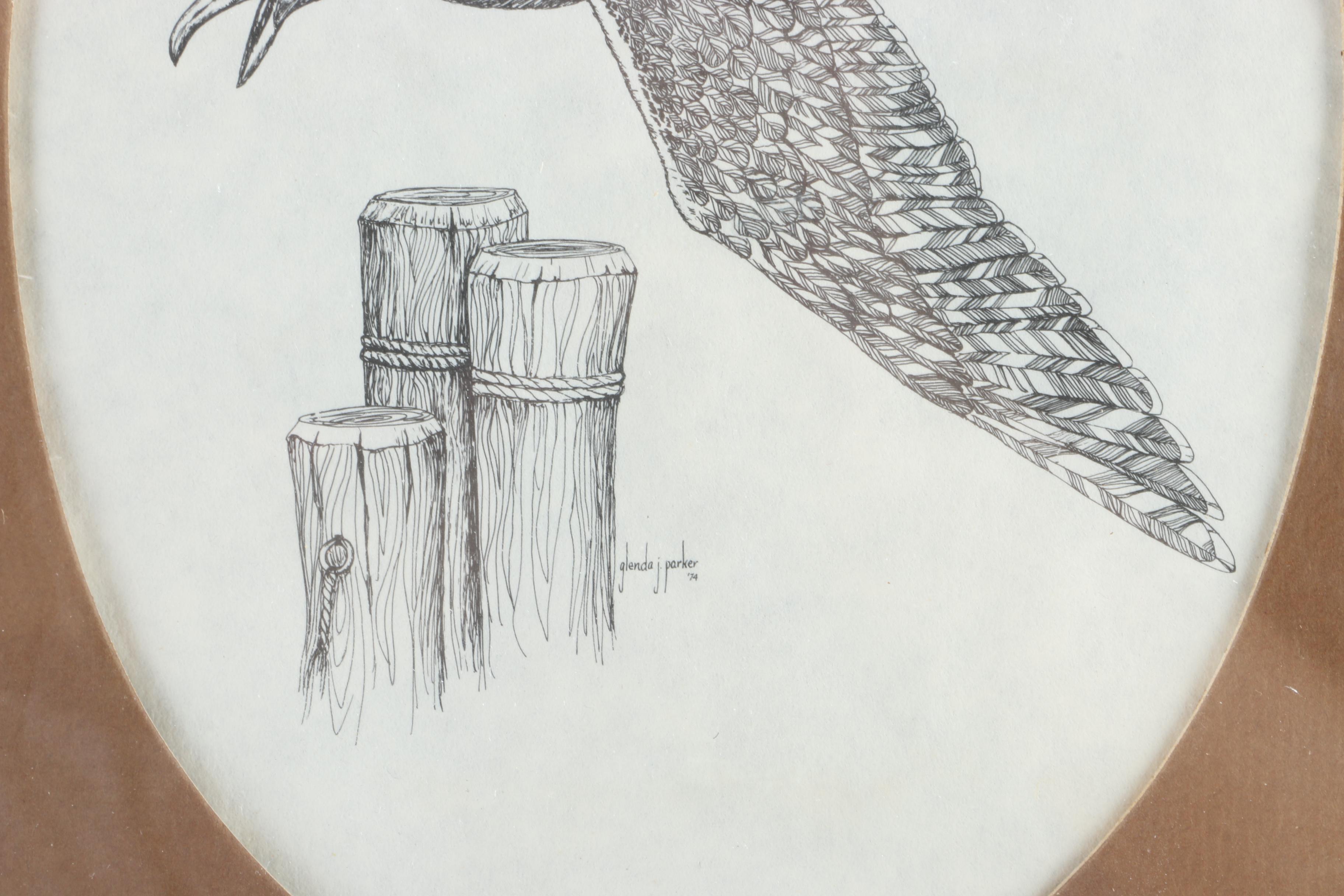 Glenda J. Parker 1970s Lithograph of Seagull