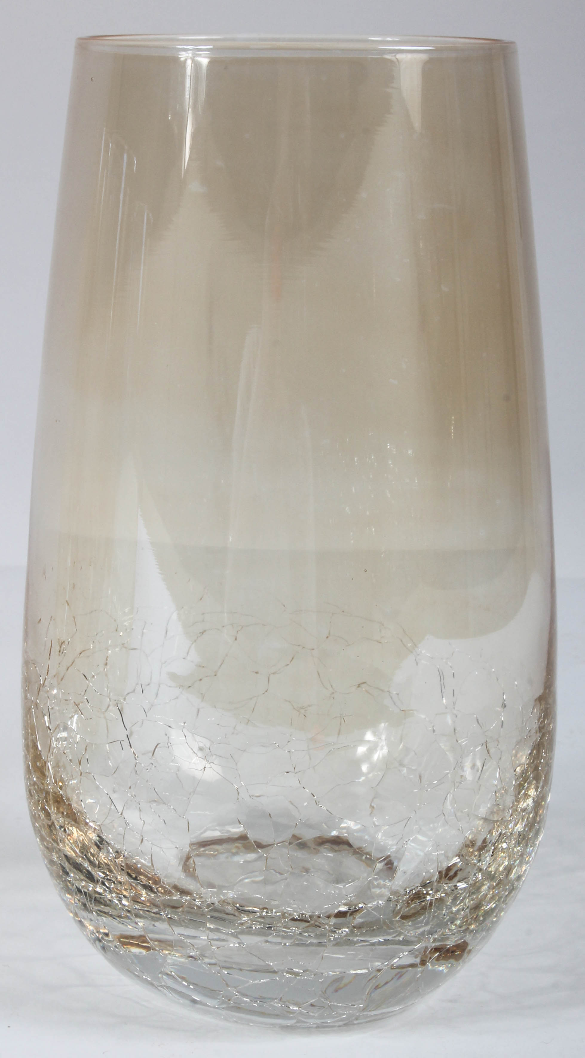 Eight Gold Tone Crazed Glass Tumblers