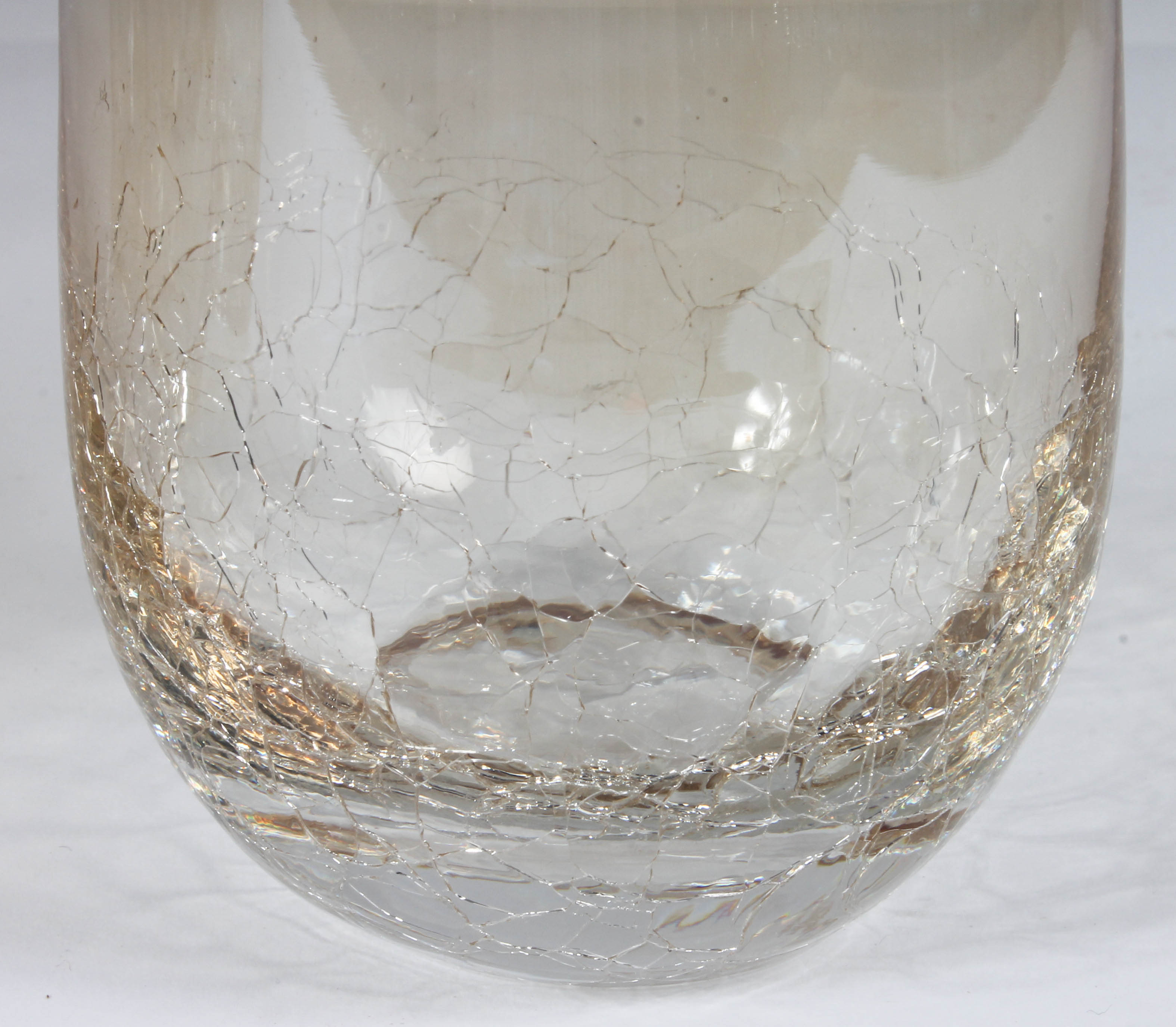 Eight Gold Tone Crazed Glass Tumblers