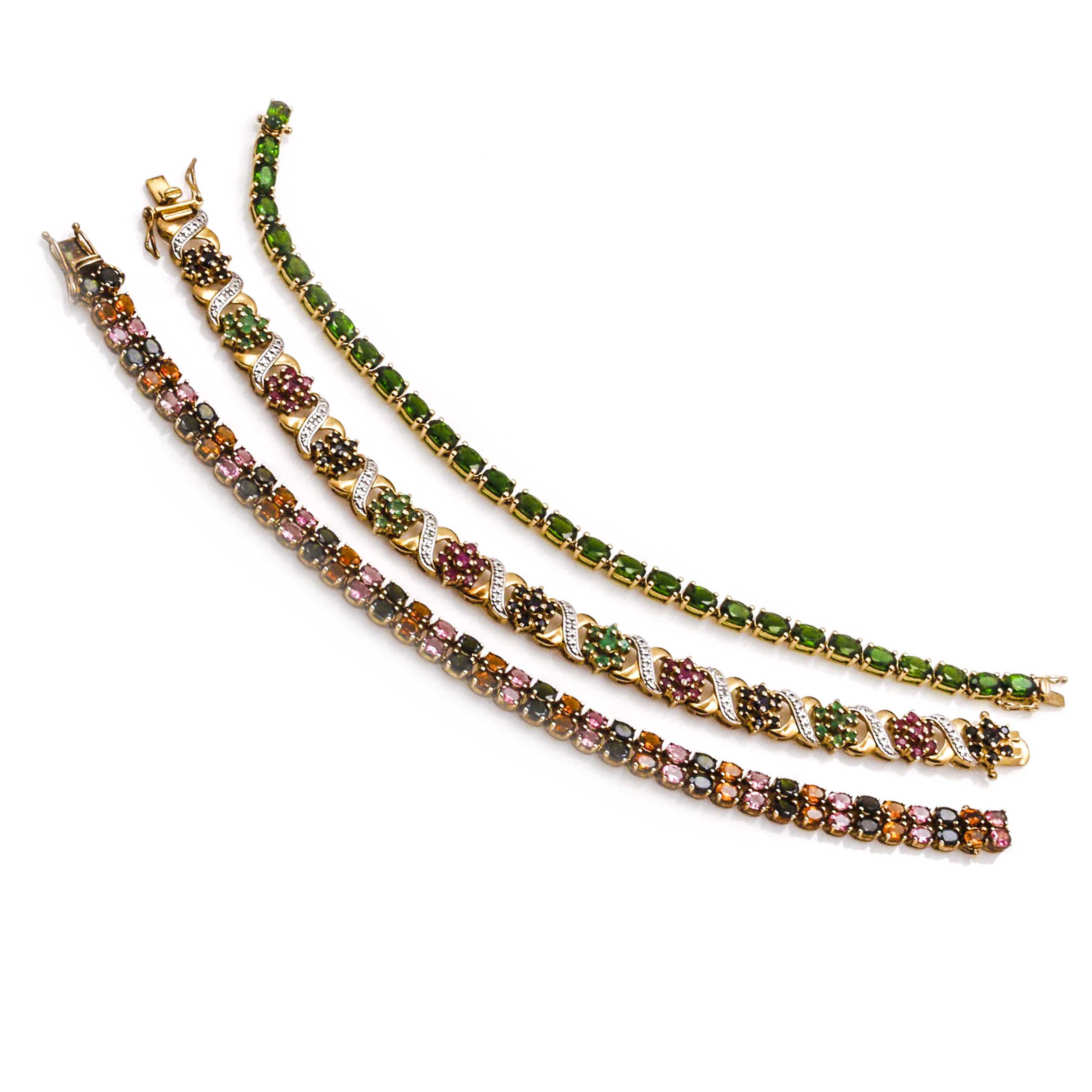 Sterling Silver and Stone Tennis Bracelets