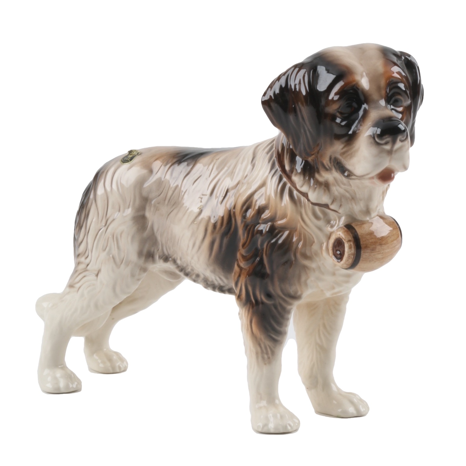 Circa 1945 Keramos Porcelain St Bernard with Keg Figure