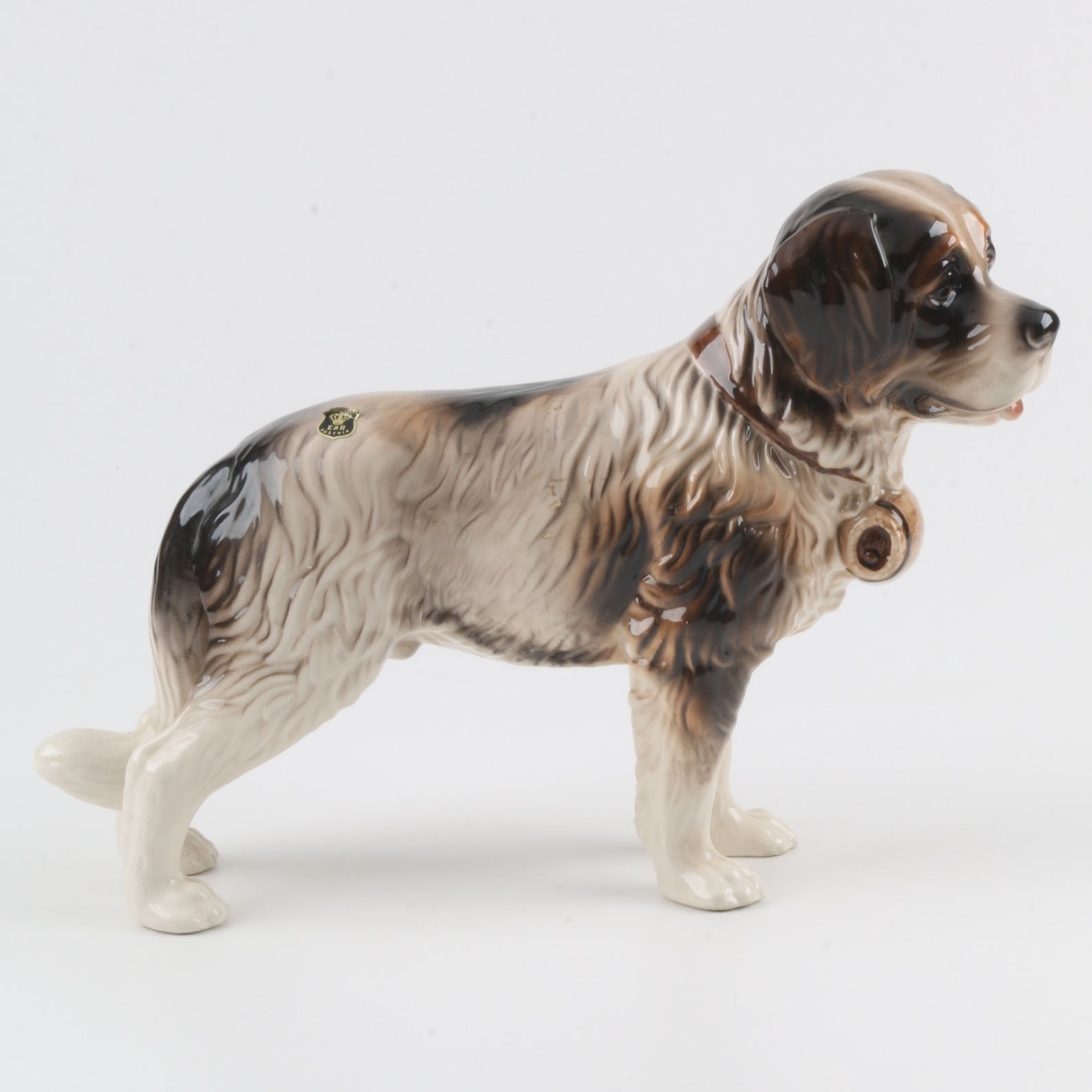 Circa 1945 Keramos Porcelain St Bernard with Keg Figure