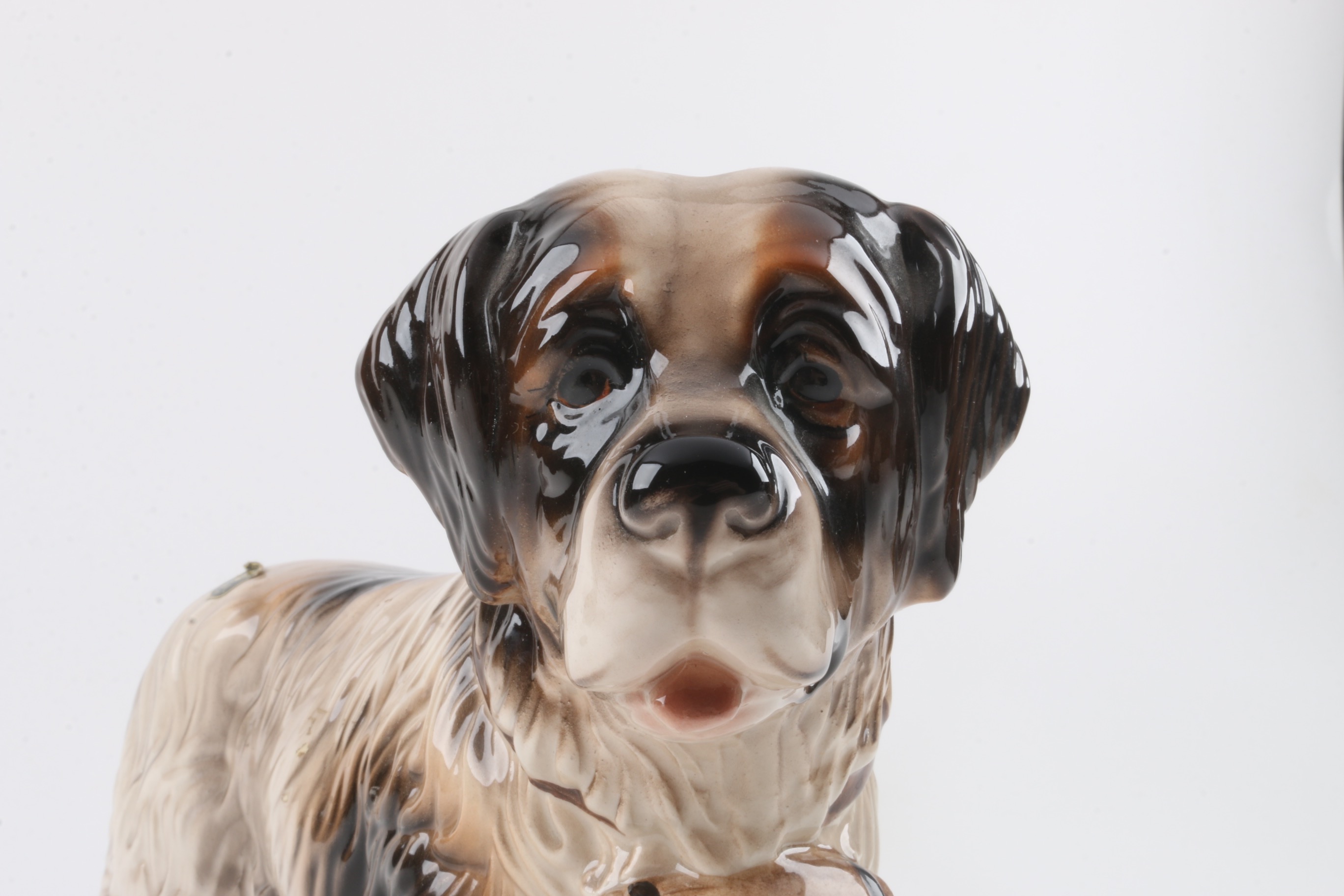 Circa 1945 Keramos Porcelain St Bernard with Keg Figure