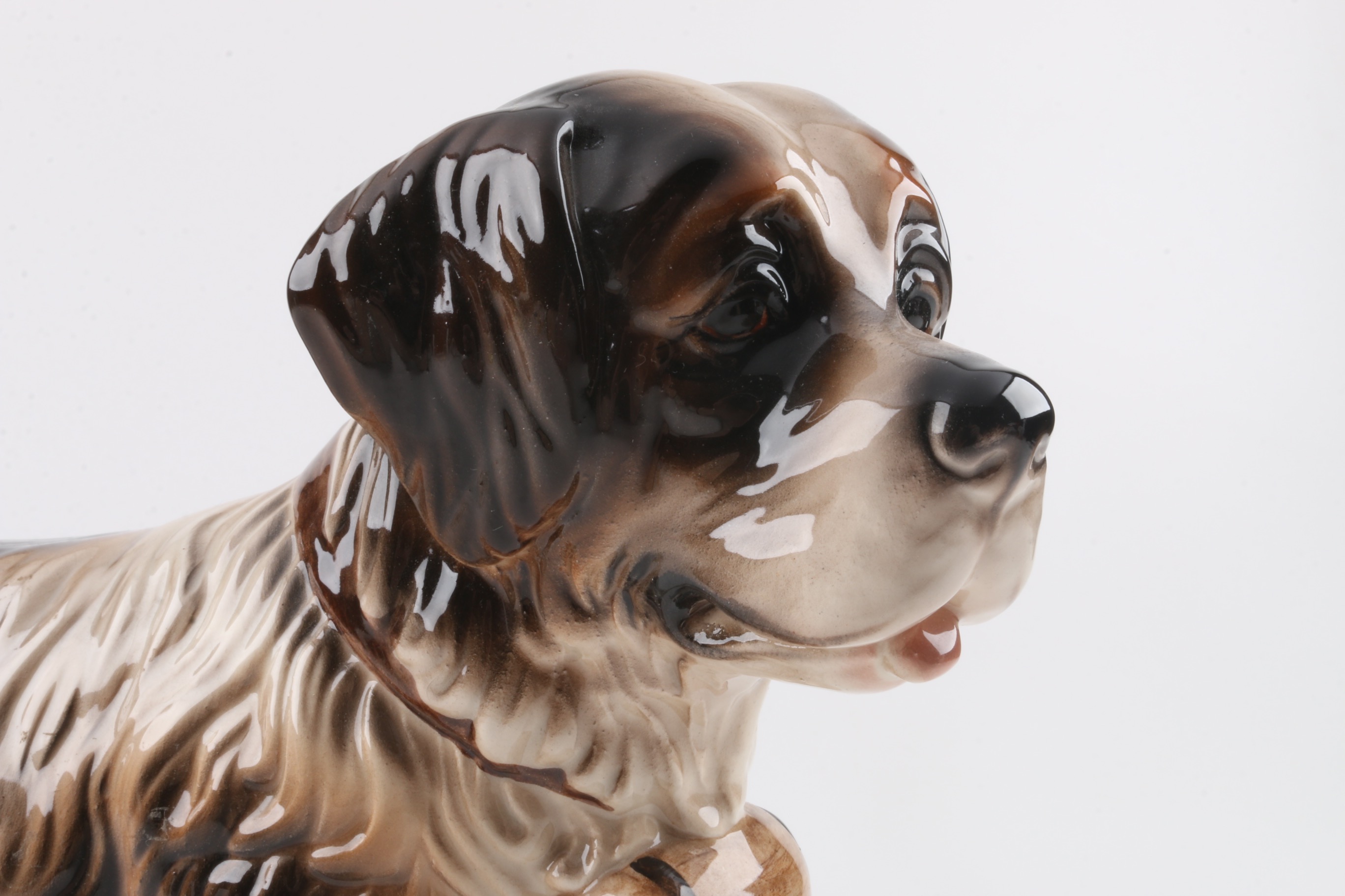 Circa 1945 Keramos Porcelain St Bernard with Keg Figure