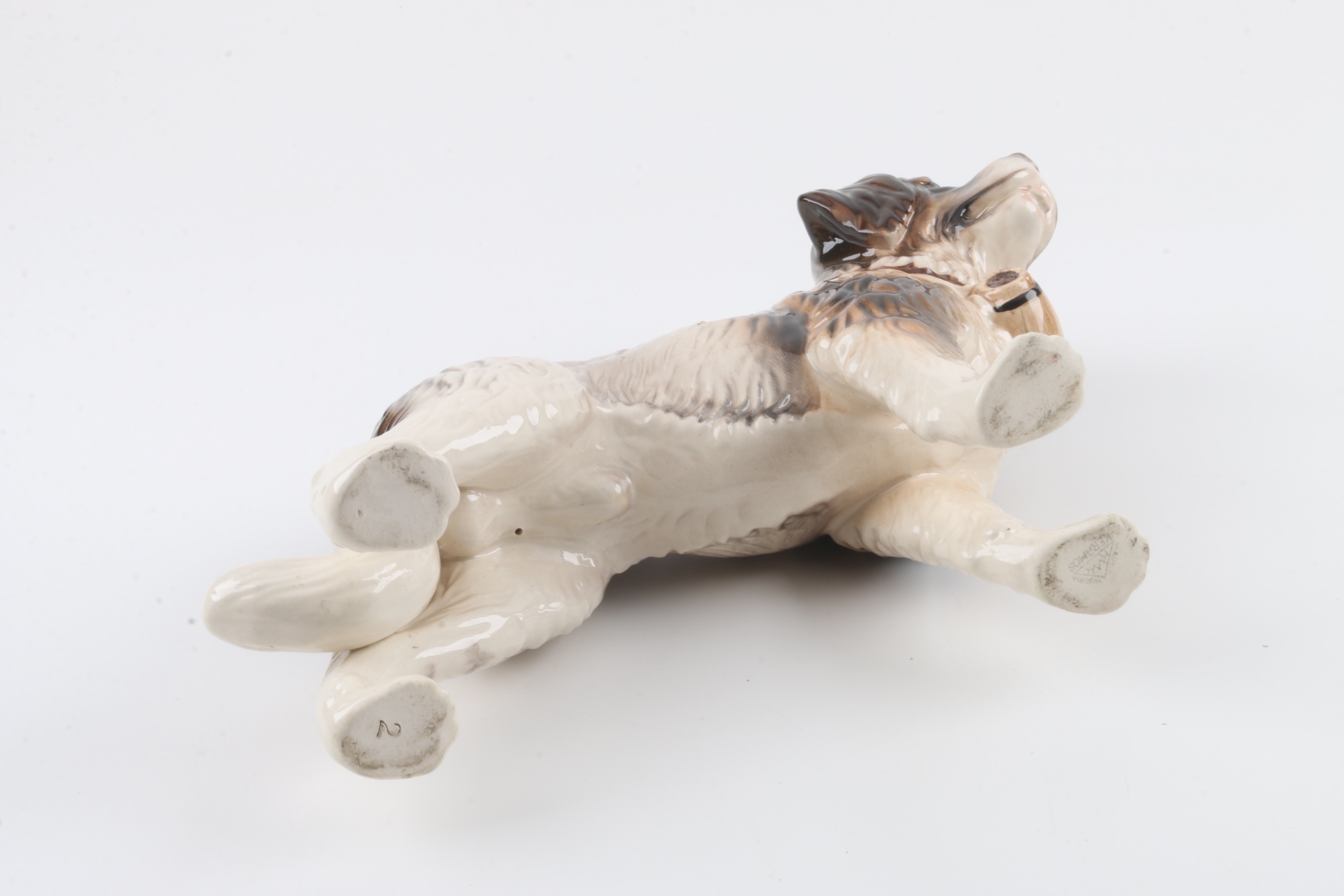 Circa 1945 Keramos Porcelain St Bernard with Keg Figure