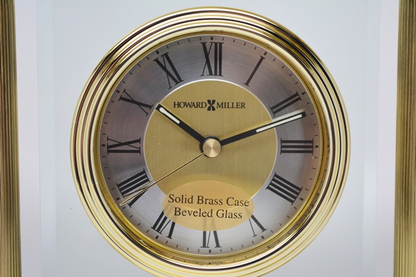 Howard Miller "Athens" Brass and Glass Table Clock