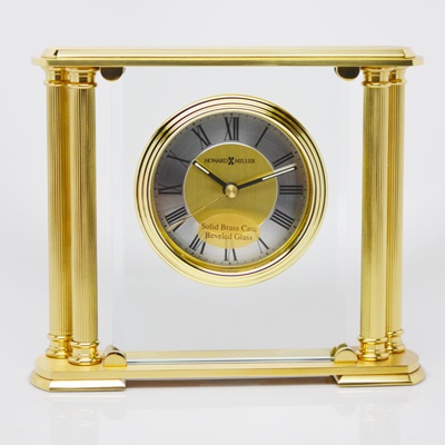 Howard Miller "Athens" Brass and Glass Table Clock