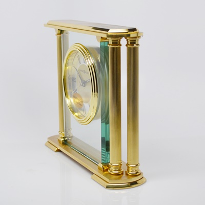 Howard Miller "Athens" Brass and Glass Table Clock