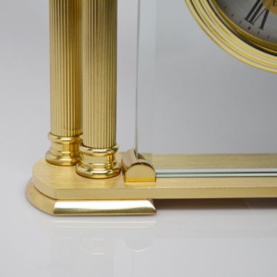 Howard Miller "Athens" Brass and Glass Table Clock
