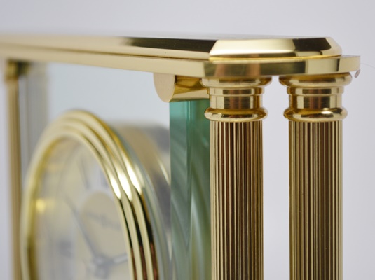 Howard Miller "Athens" Brass and Glass Table Clock