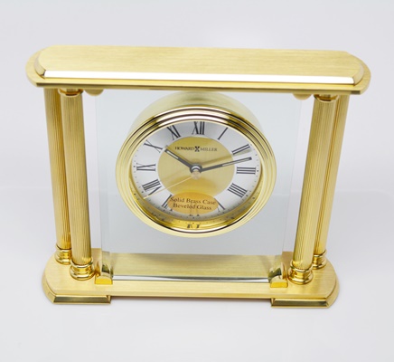 Howard Miller "Athens" Brass and Glass Table Clock