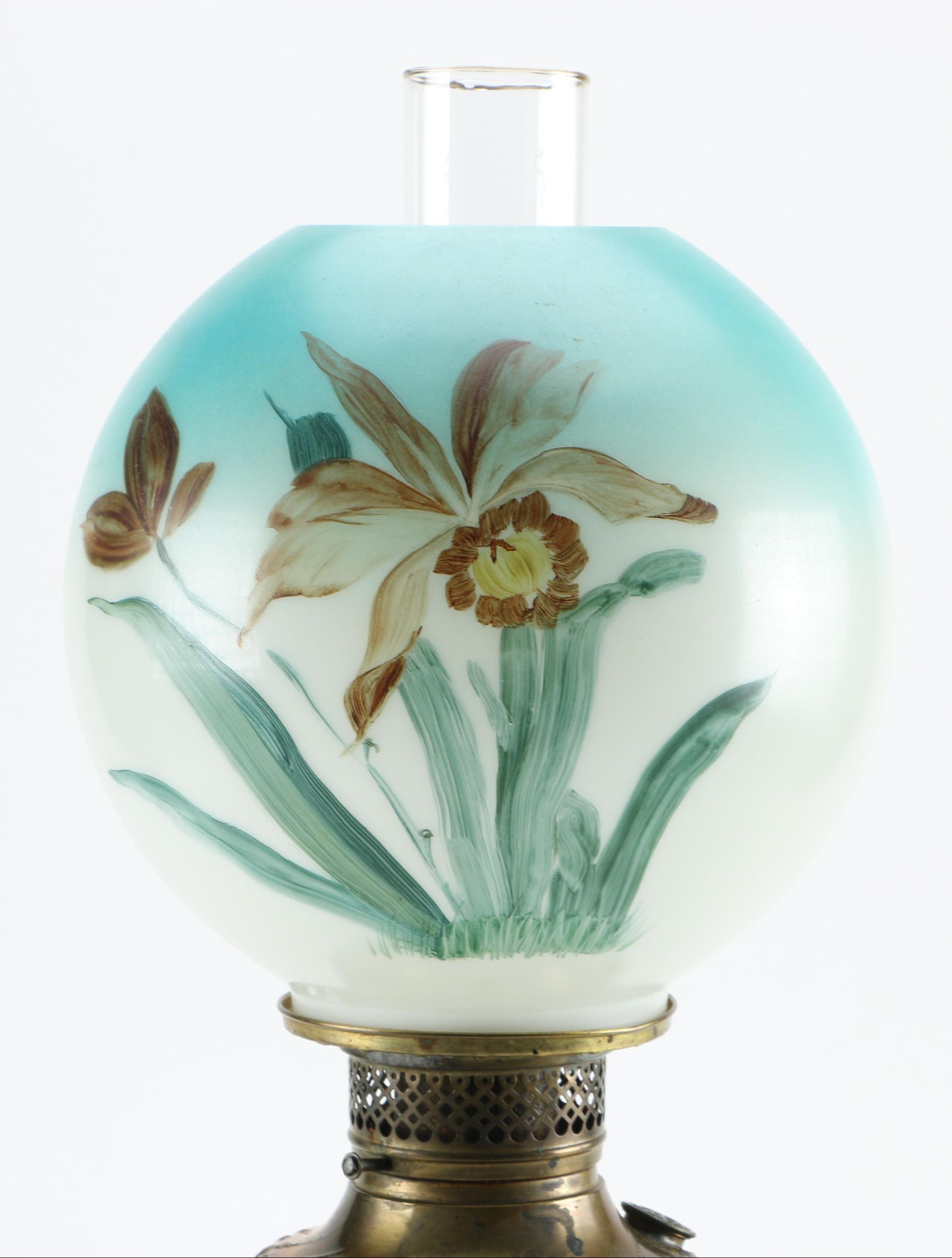 Hand-Painted Vintage Hurricane Lamp