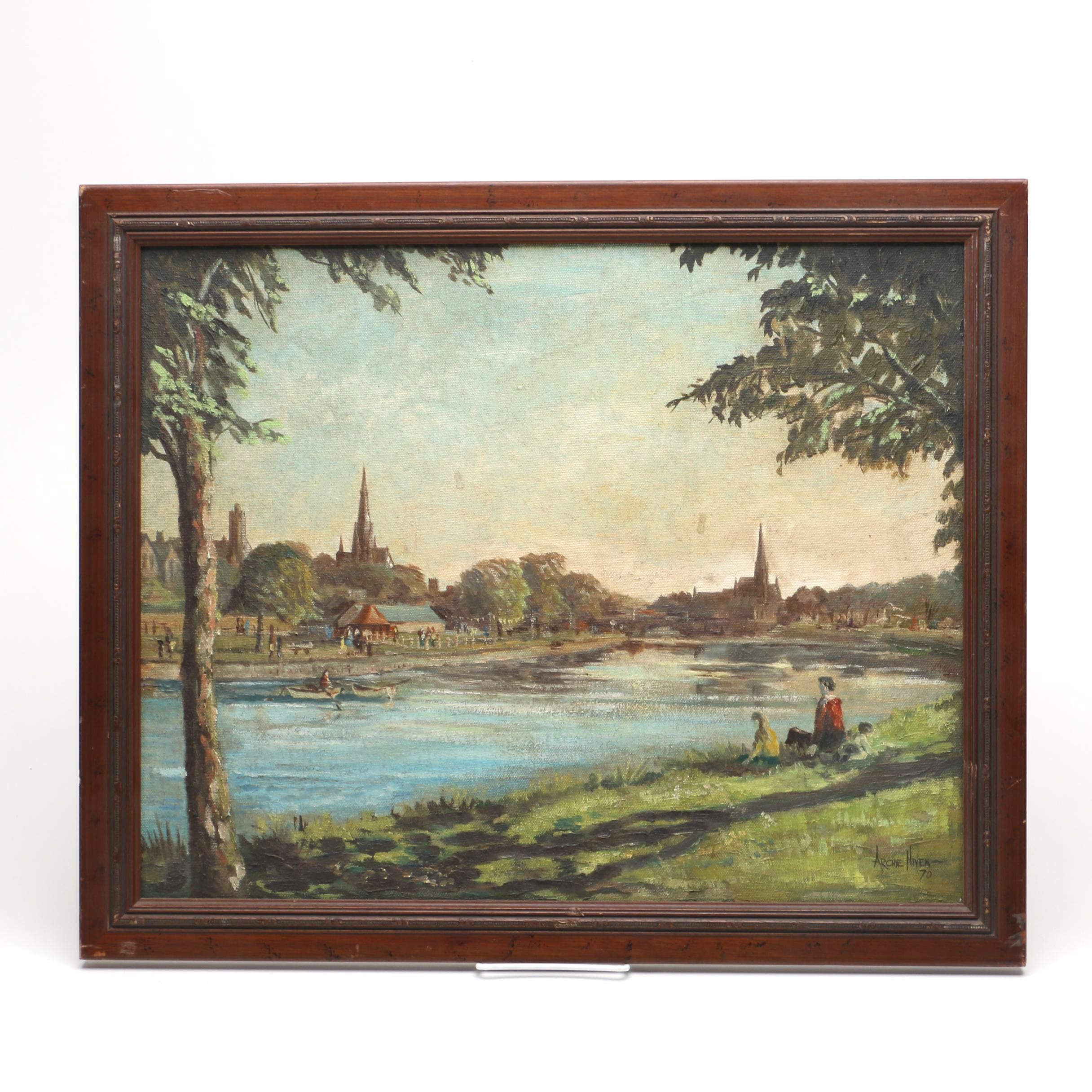Archie Hiven Oil Painting of a Lakeside
