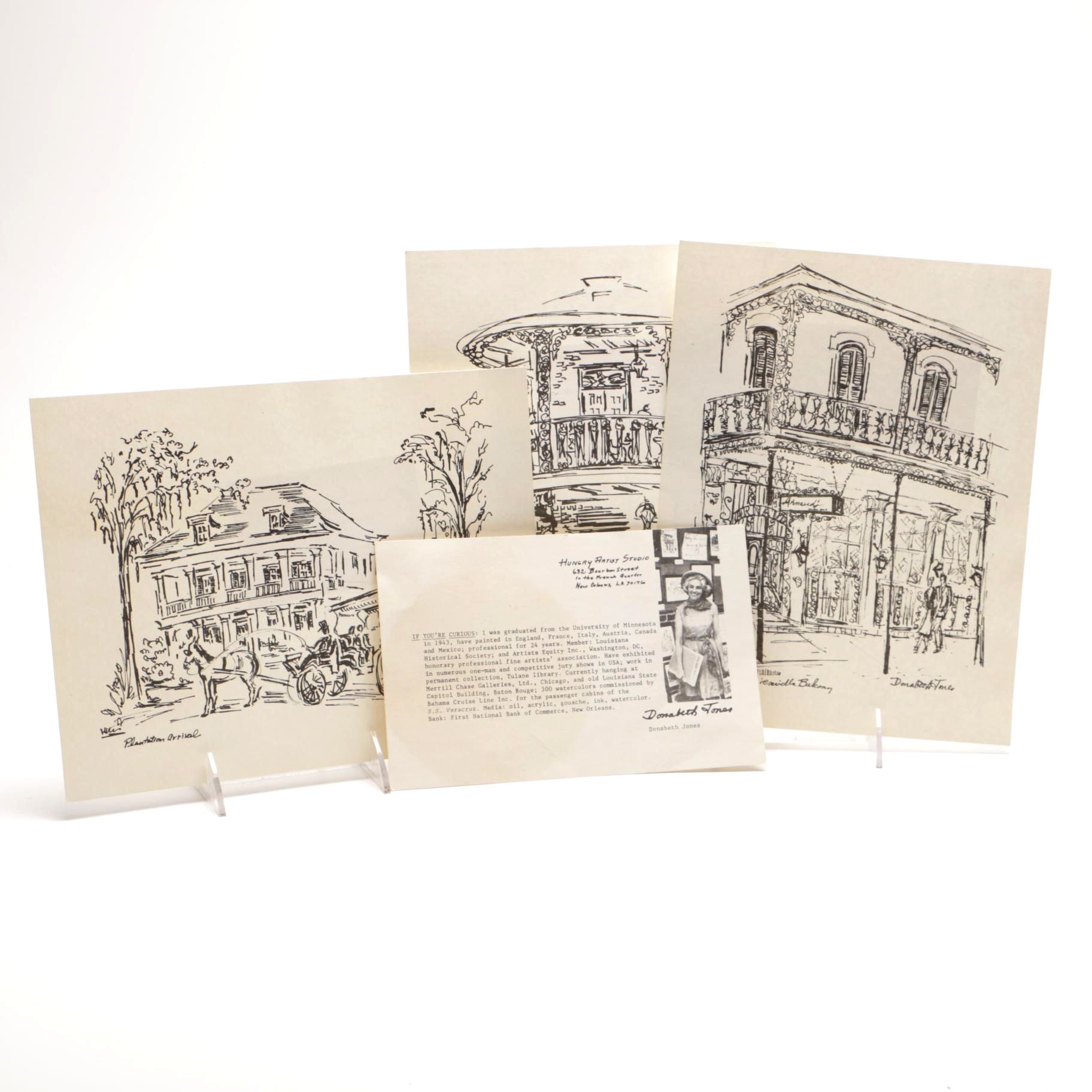 Donabeth Jones Lithographs of New Orleans Monuments