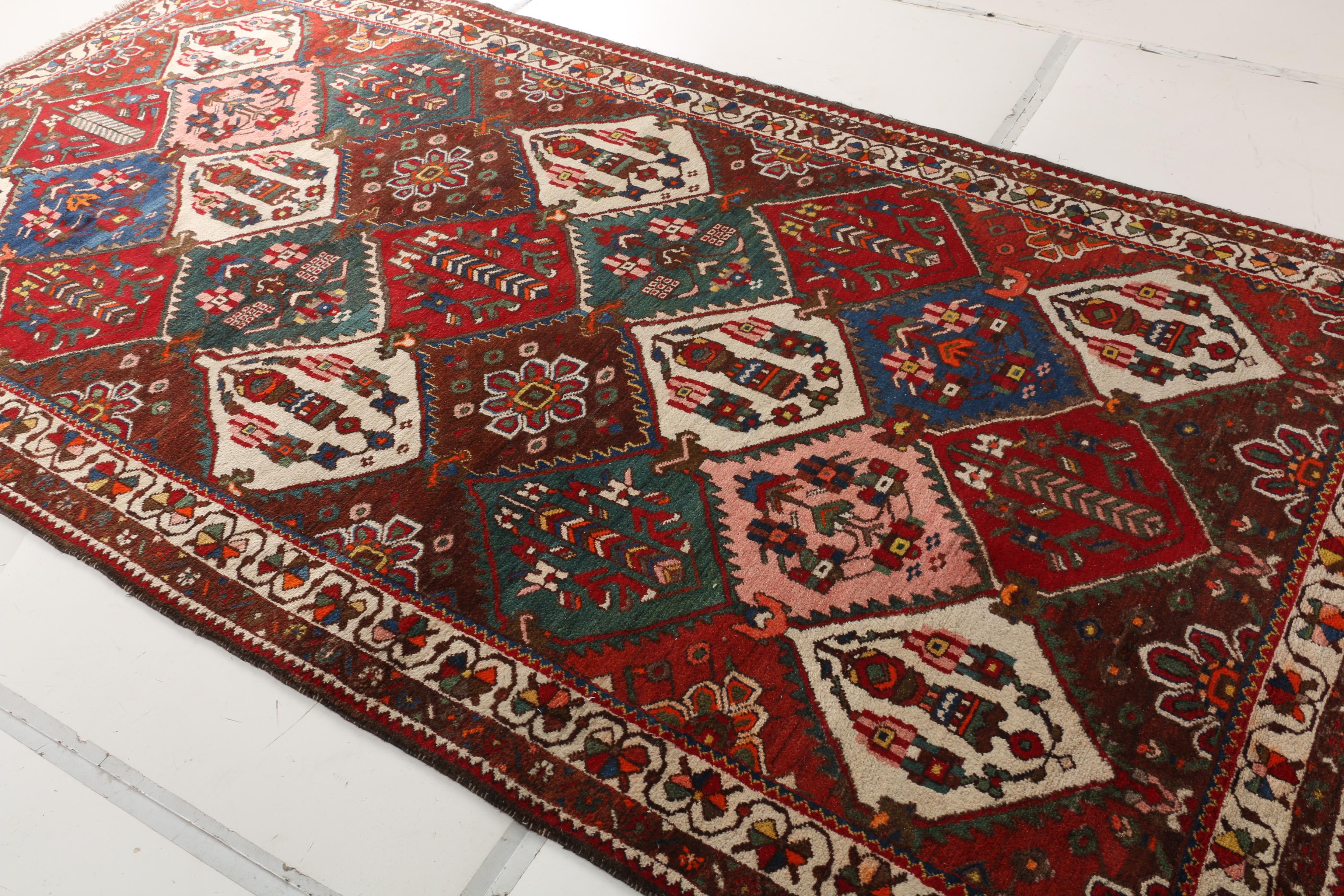 Hand-Knotted Indo-Bahktiari Area Rug