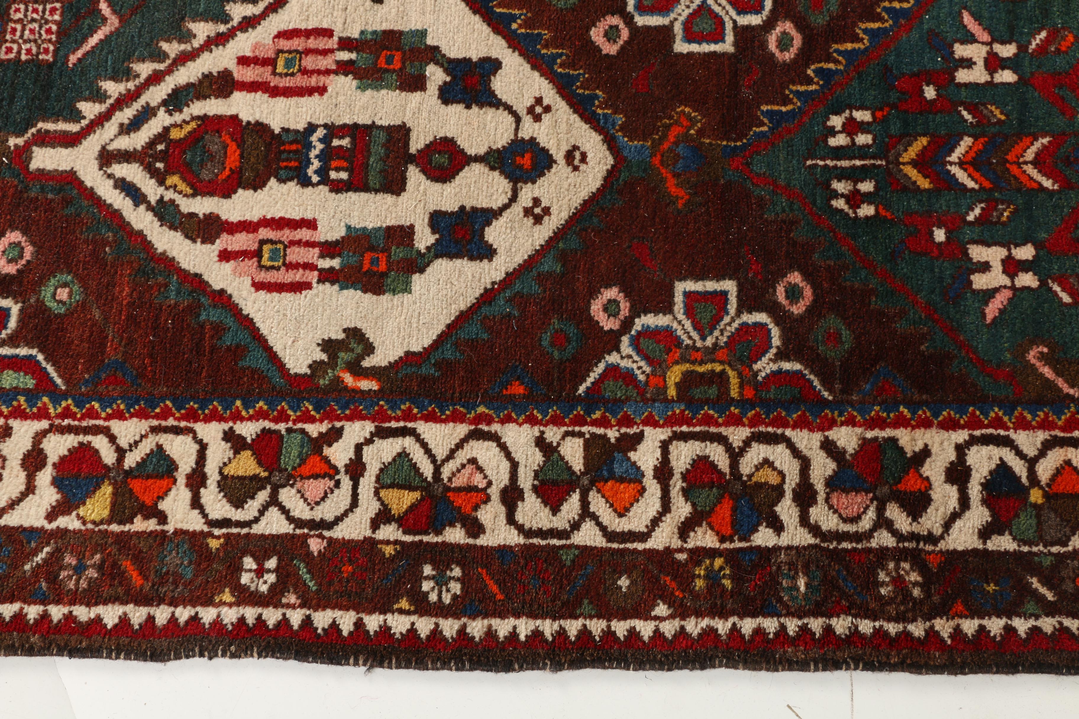 Hand-Knotted Indo-Bahktiari Area Rug