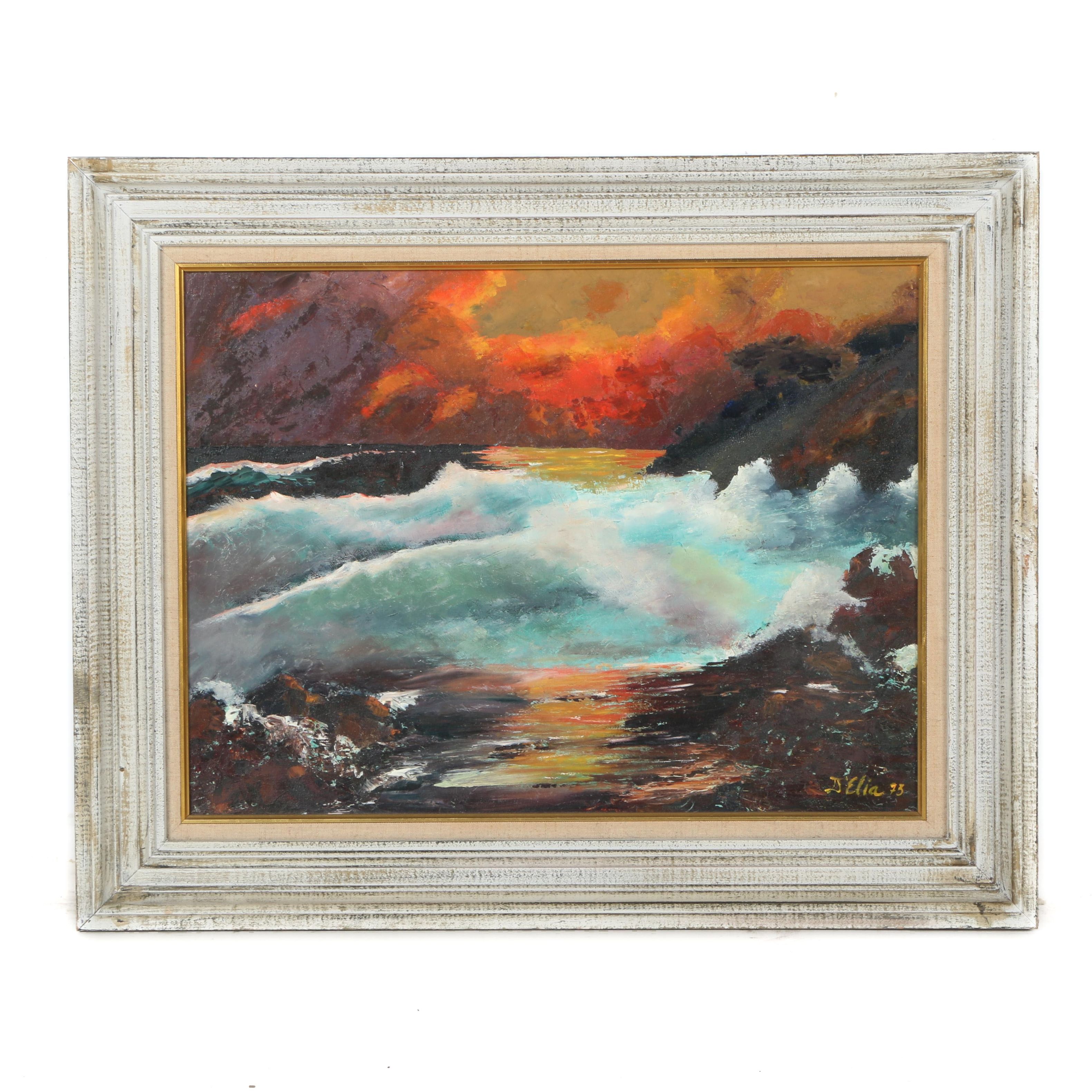 D'Elia Oil Painting of Scenic Ocean